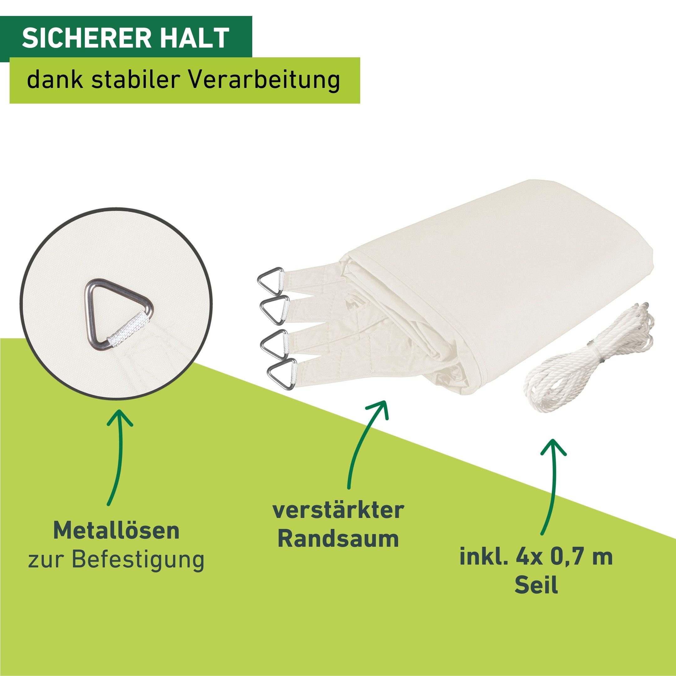 Windhager Sonnensegel Quadrat, 4x4 m, wasserabweisend