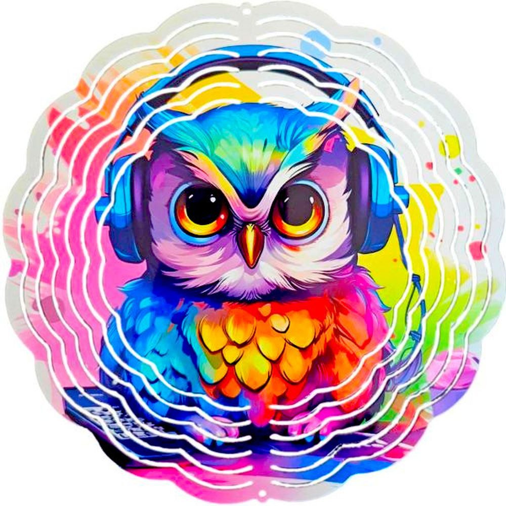Ladreas Windspiel Edelstahl 3D Windspiel Windspinner 20cm Eule Musik 2 WI268