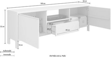 Home affaire TV-Schrank Luven zertifiziertes Massivholz, Breite 169 cm, 1 Schublade und 2 Türen