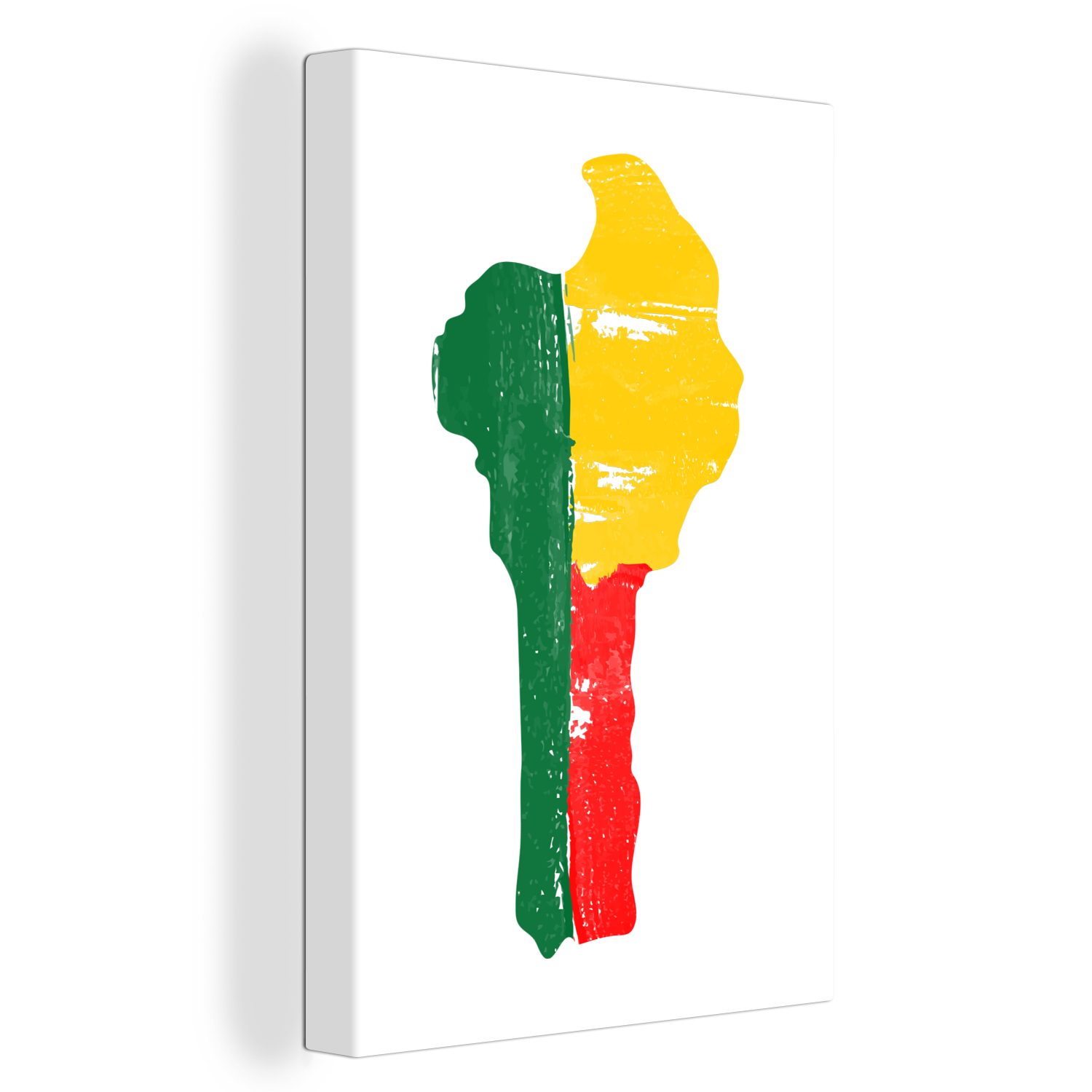 OneMillionCanvasses® Leinwandbild Benin - Karte - Flagge, (1 St), Leinwandbild fertig bespannt inkl. Zackenaufhänger, Gemälde, 20x30 cm