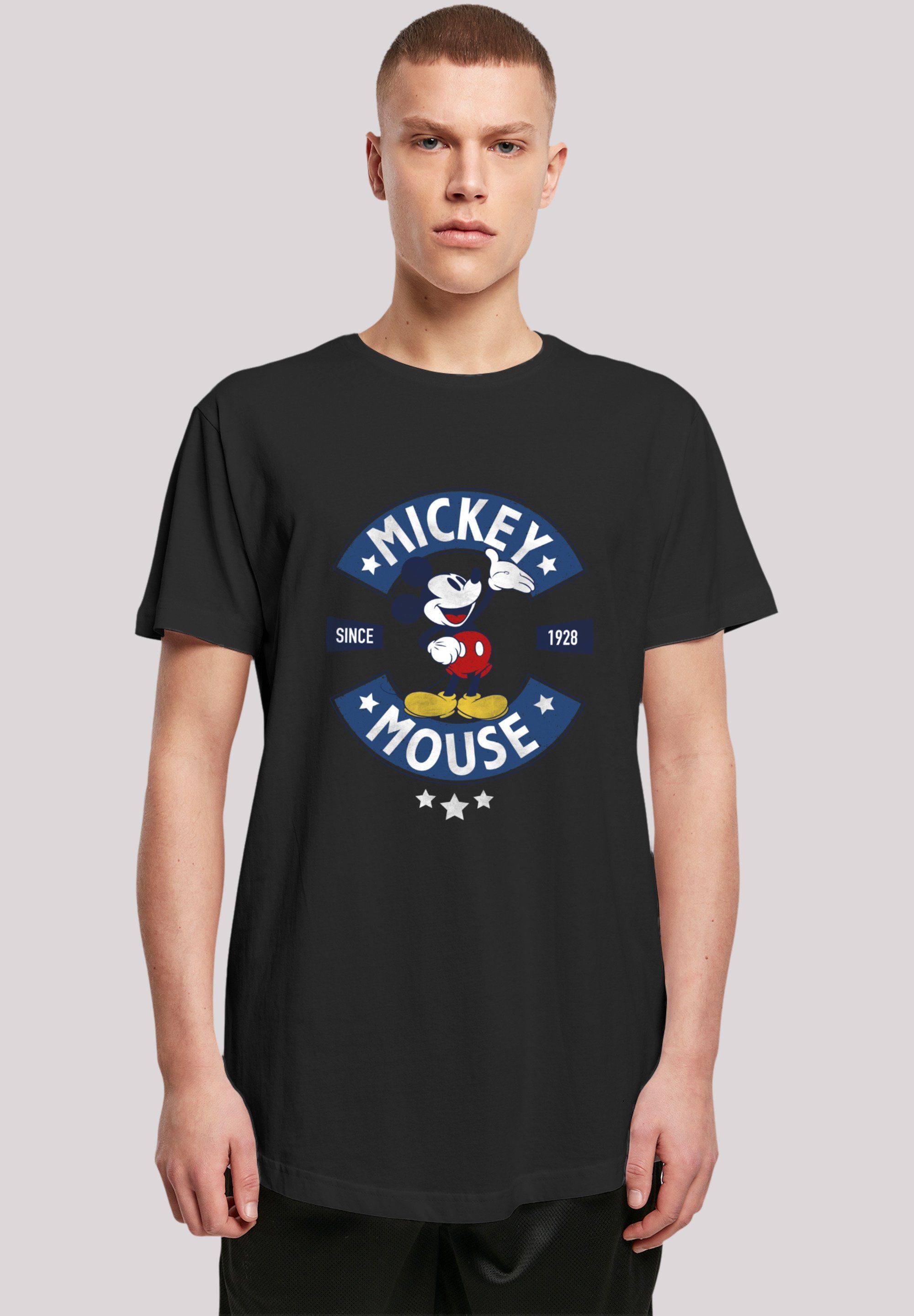 T-Shirt Mouse Rocker Disney Mickey Qualität, Mickey Herren lang Mouse geschnittenes T-Shirt F4NT4STIC Extra Premium