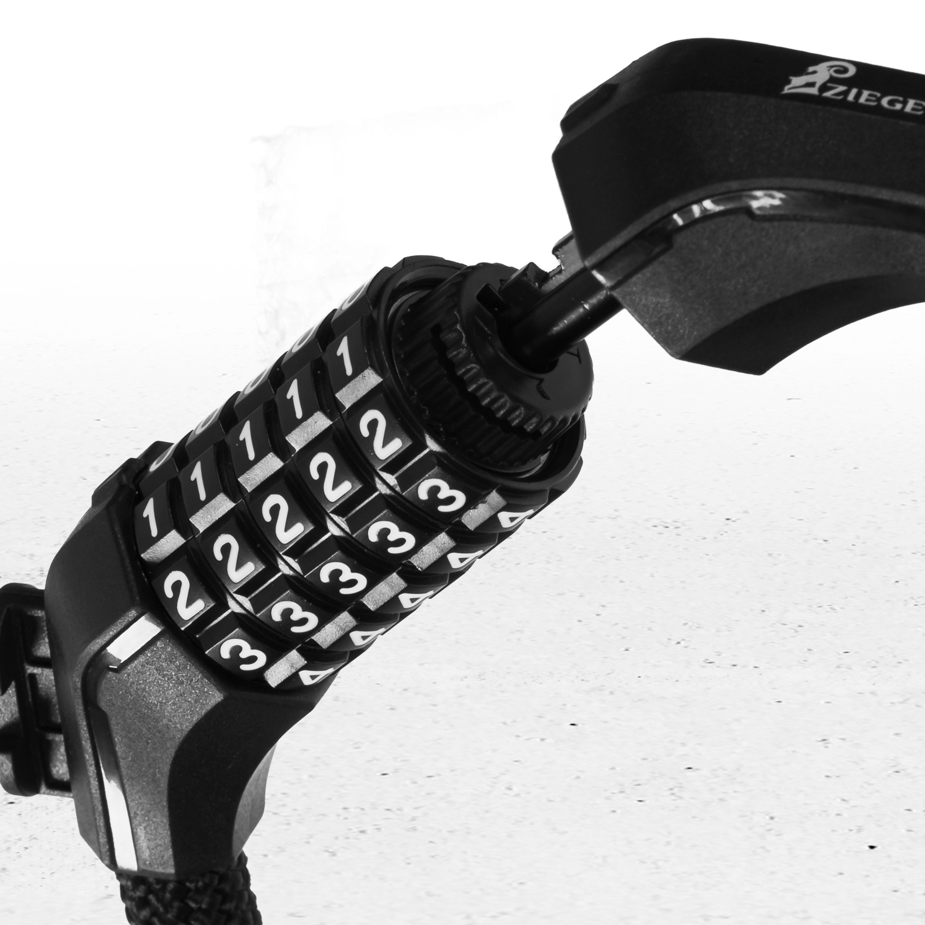 ZIEGER Kettenschloss ZIEGER Fahrrad-Kabelschloss Urban 650 – 65cm Panzerkabel mit Halterung