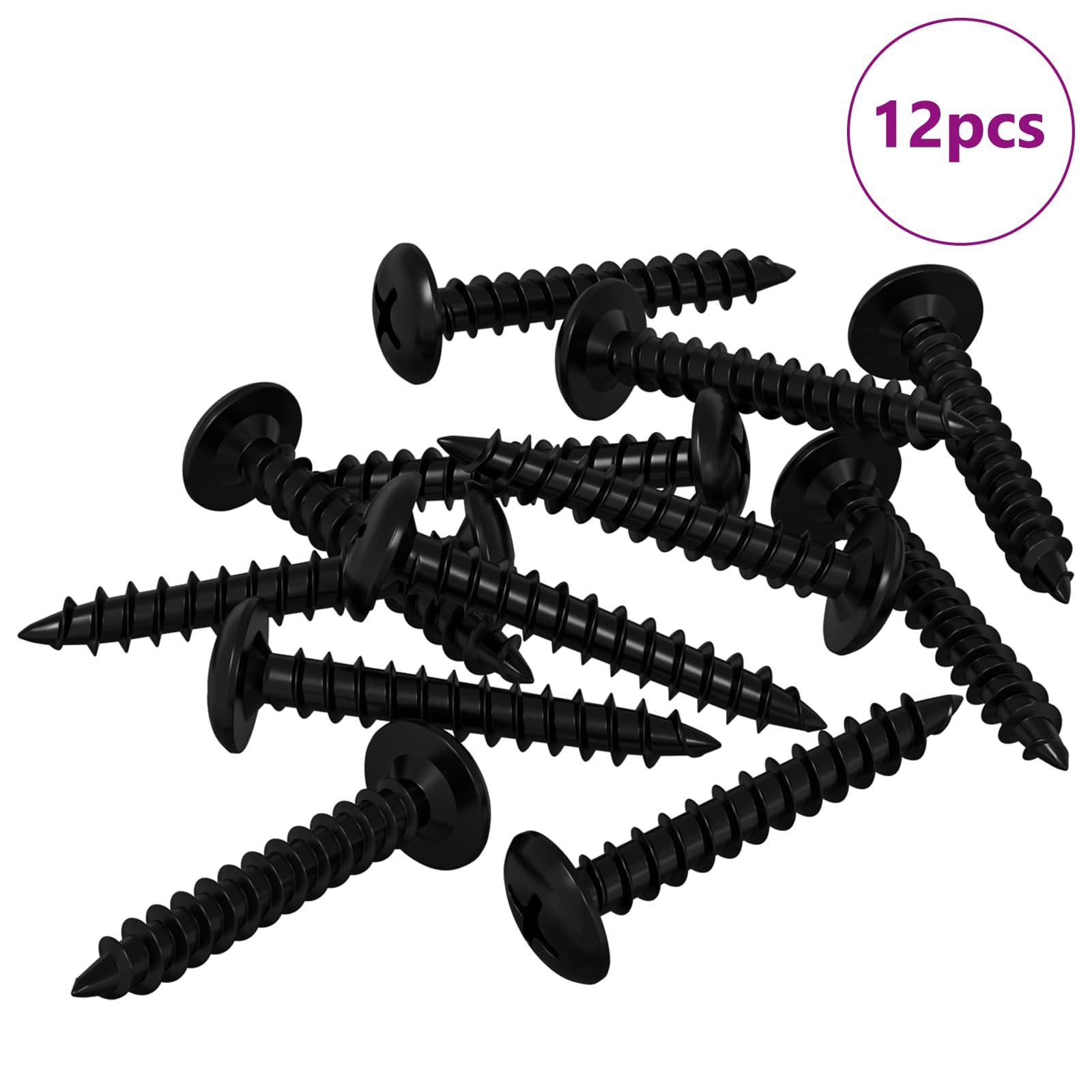 vidaXL Schraube Selbstschneidender Nagel 12 pcs Schwarz 4 x 25 mm Stahl, (12 St)