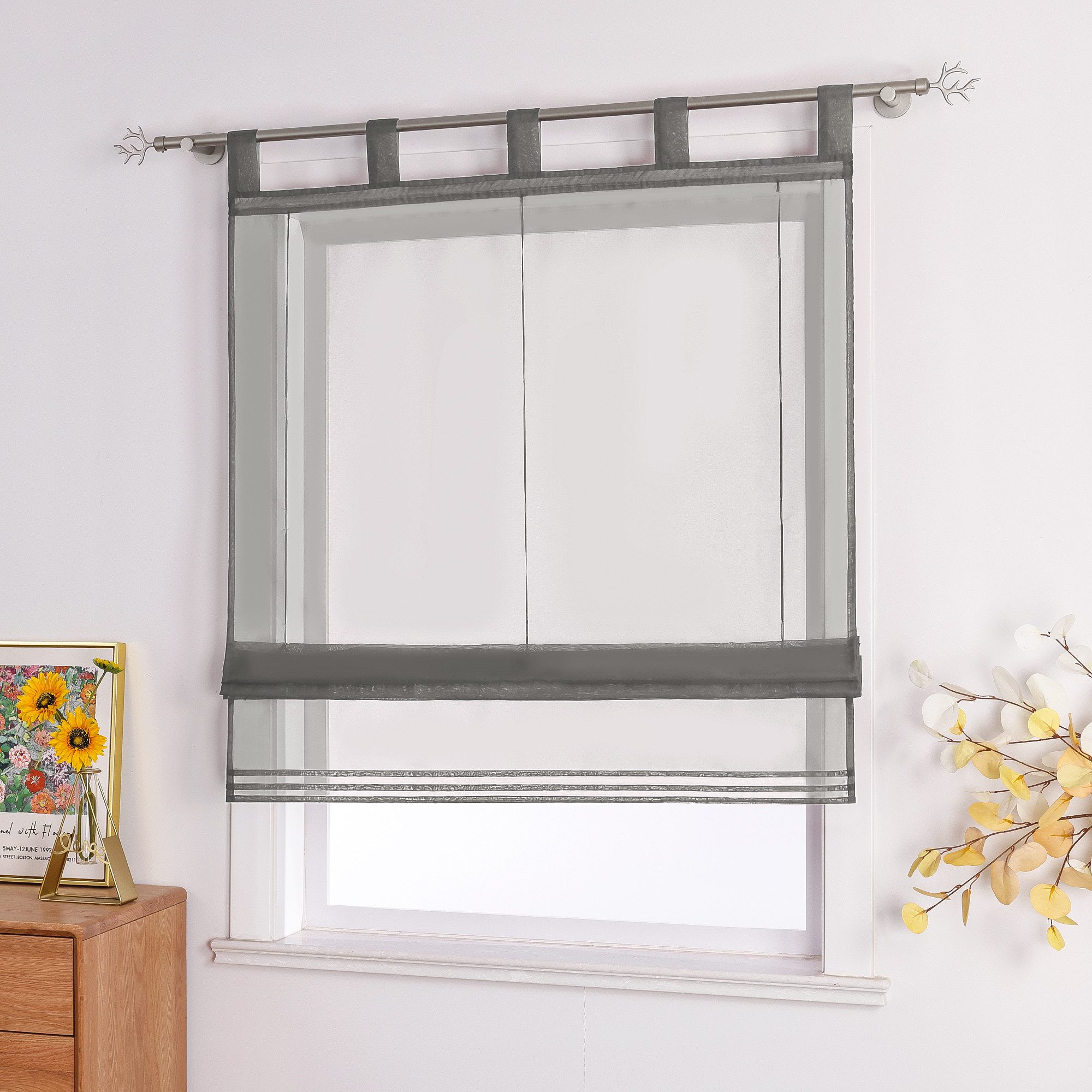 Joyswahl Raffrollo, mit Schlaufen, Küche Modern Voile Uni Schlaufenrollo günstig online kaufen