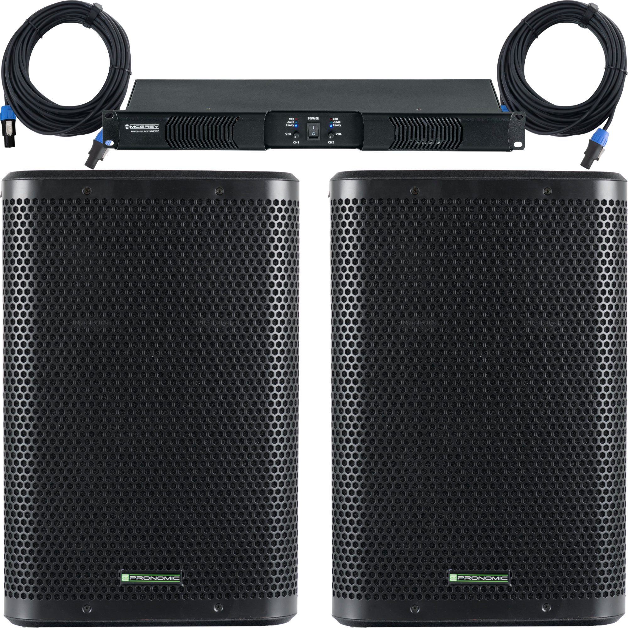 McGrey McGrey PA-4502 1 HE 2x 450 Watt Monitor Set Party-Lautsprecher (N/A, 400 W, Monitor-Lautsprecher Set inkl. Endstufe)