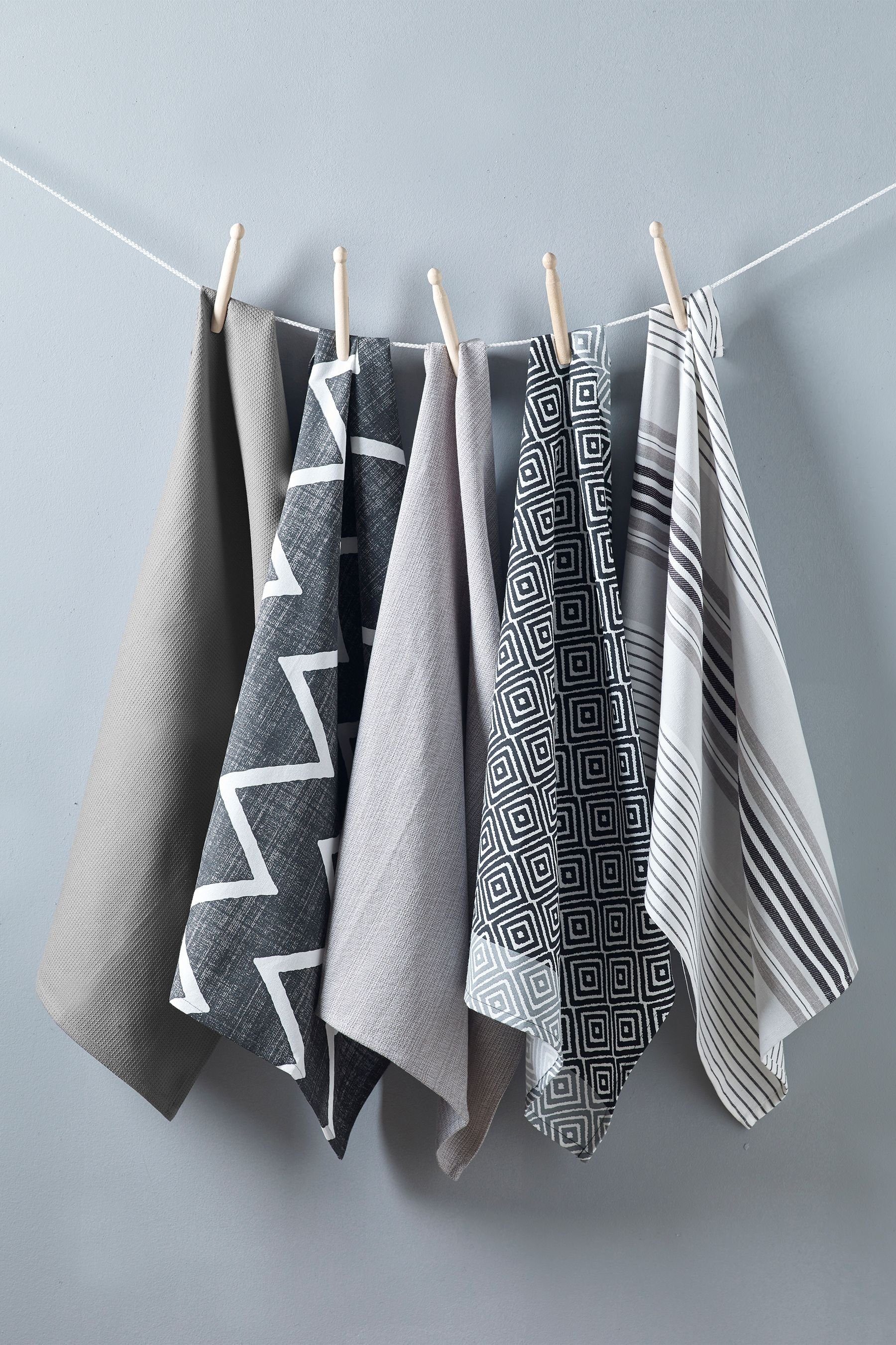 Next Geschirrtuch Geschirrtücher in Grau mit Geomuster, 5er-Set, (5-tlg) günstig online kaufen