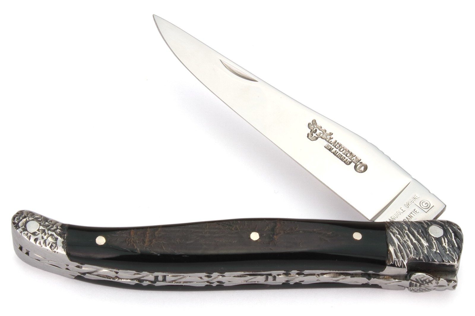 Laguiole en Aubrac Taschenmesser L0712CBMF, Griff 12cm Büffelhornkruste - Doppelplatine - Backen gehämmert