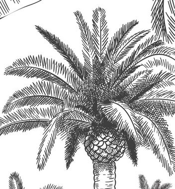 MyMaxxi Sichtschutzzaunmatten Zaunbanner Palmengarten schwarz weiß Sichtschutz Garten Zaun