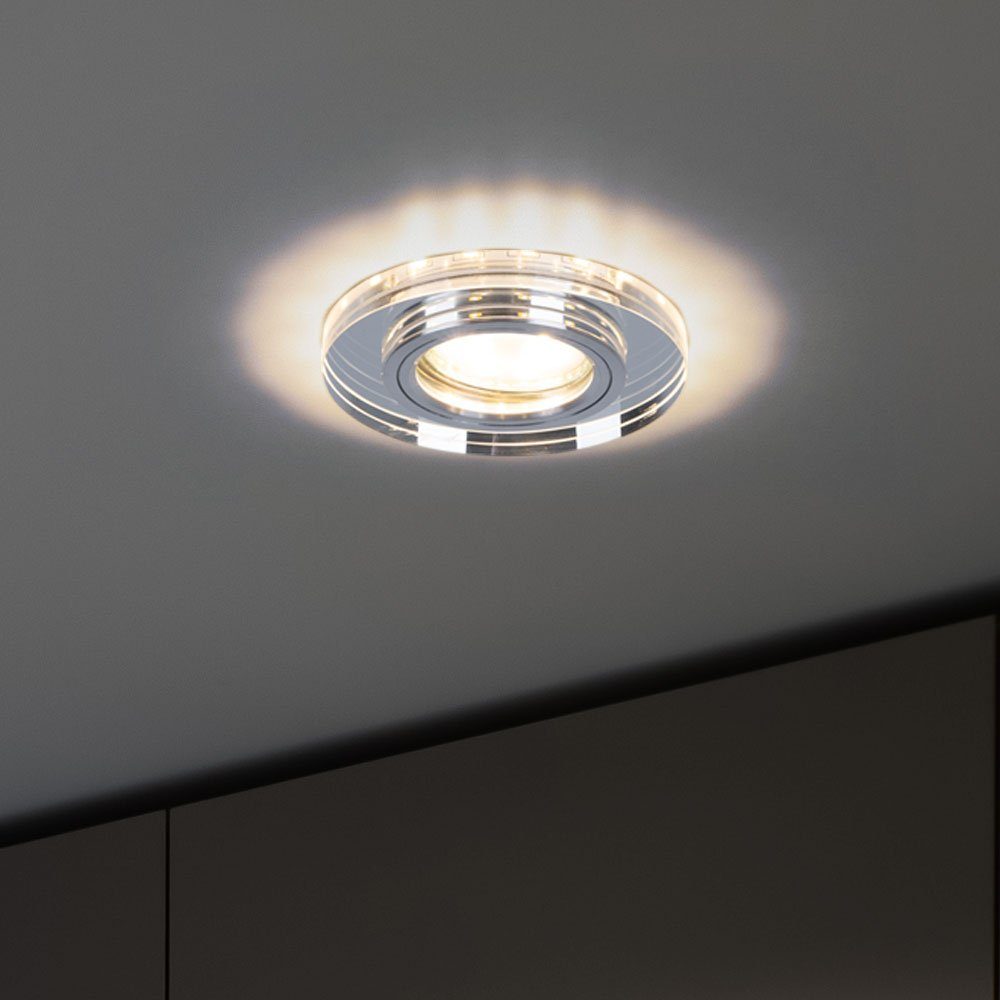 etc-shop Strahler Leuchtmittel Einbau Einbaustrahler, Warmweiß, Spot Arbeits rund Lampe im LED Decken Glas Zimmer Wohn inklusive,