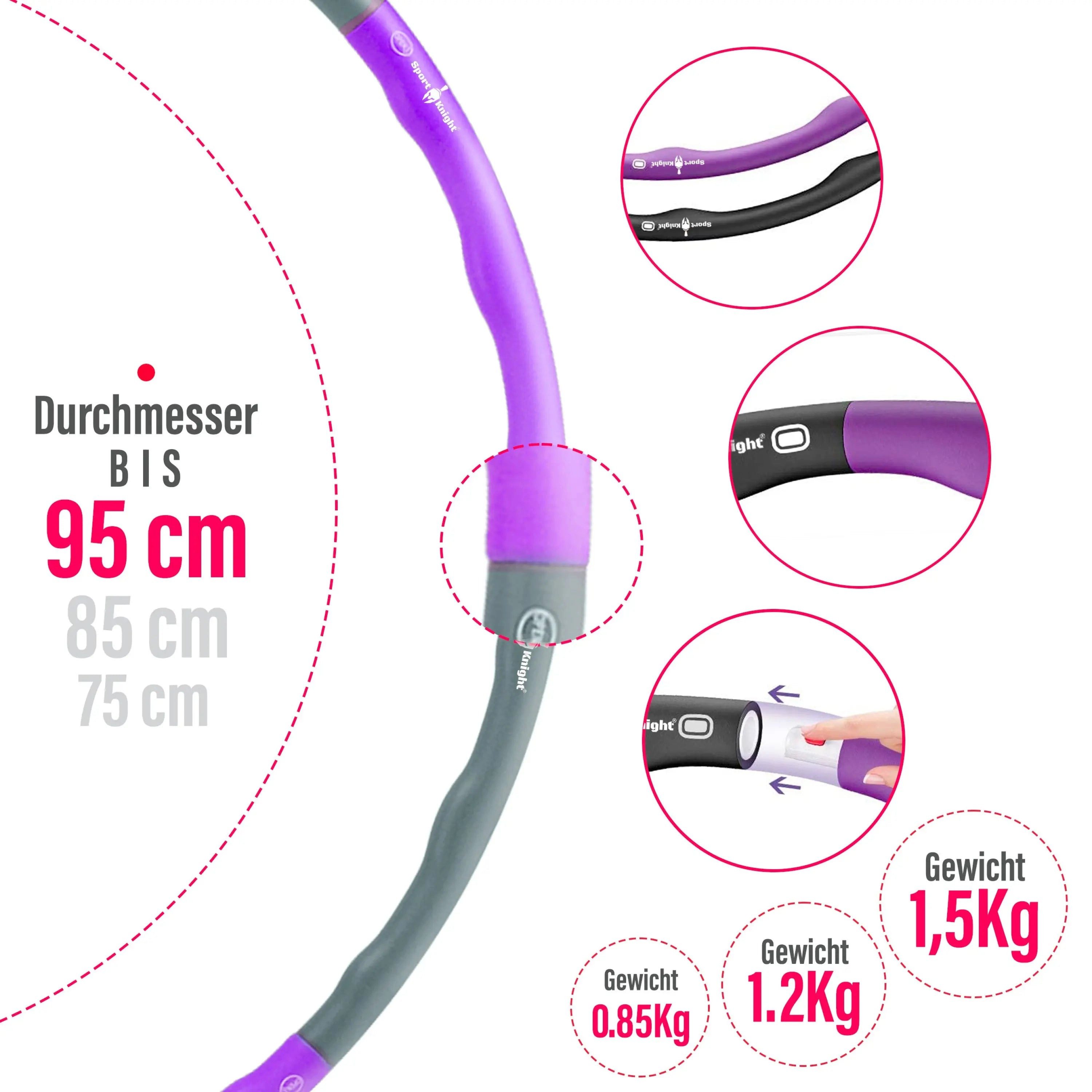 Sport-Knight® Hula-Hoop-Reifen Hula Hoop Reifen Premium, 850g-1,2Kg-1,5kg (mit oder ohne Trainingsbuch erhältlich)