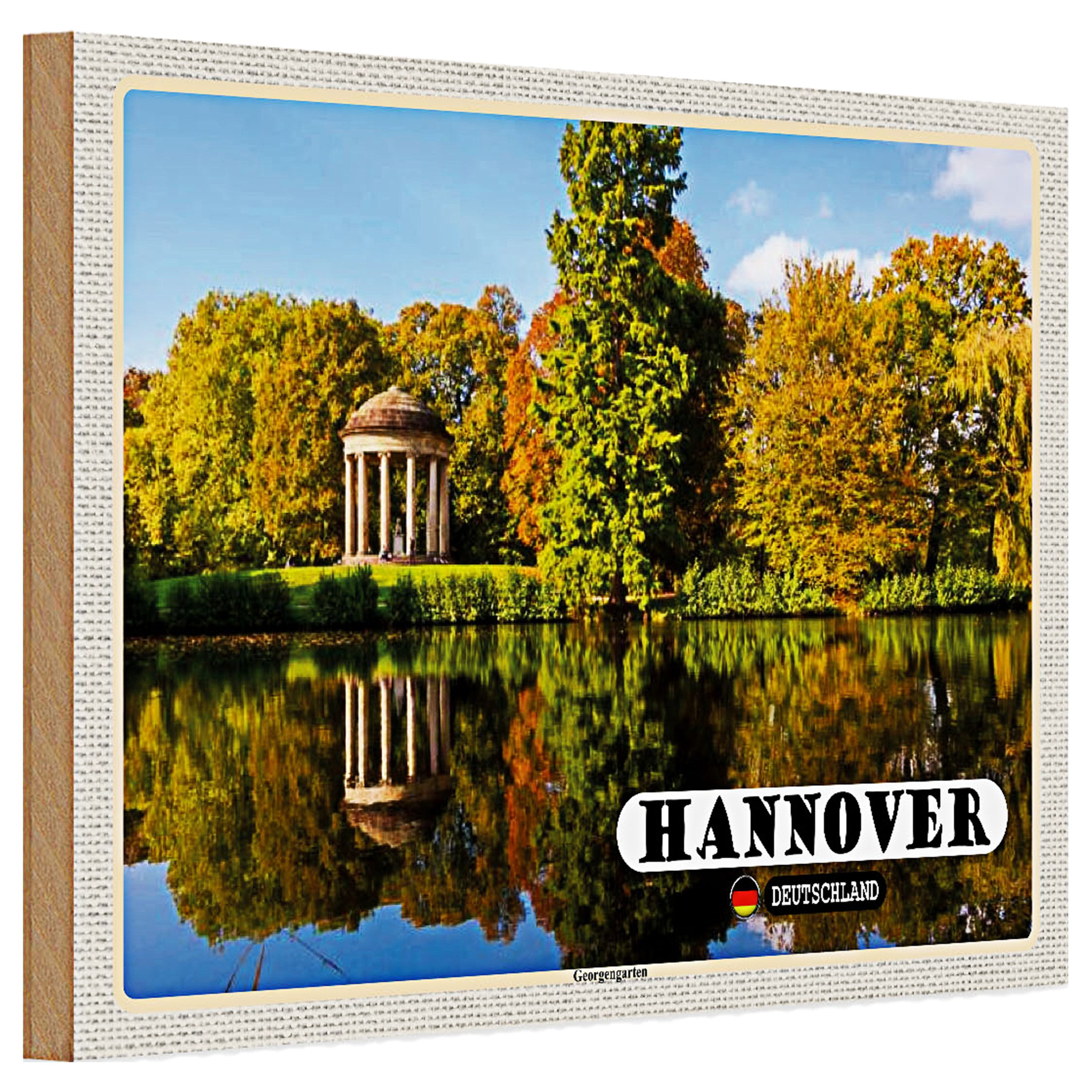 Roomando Holzbild Holzschild Städte Hannover Blick auf Georgengarten 30x20cm