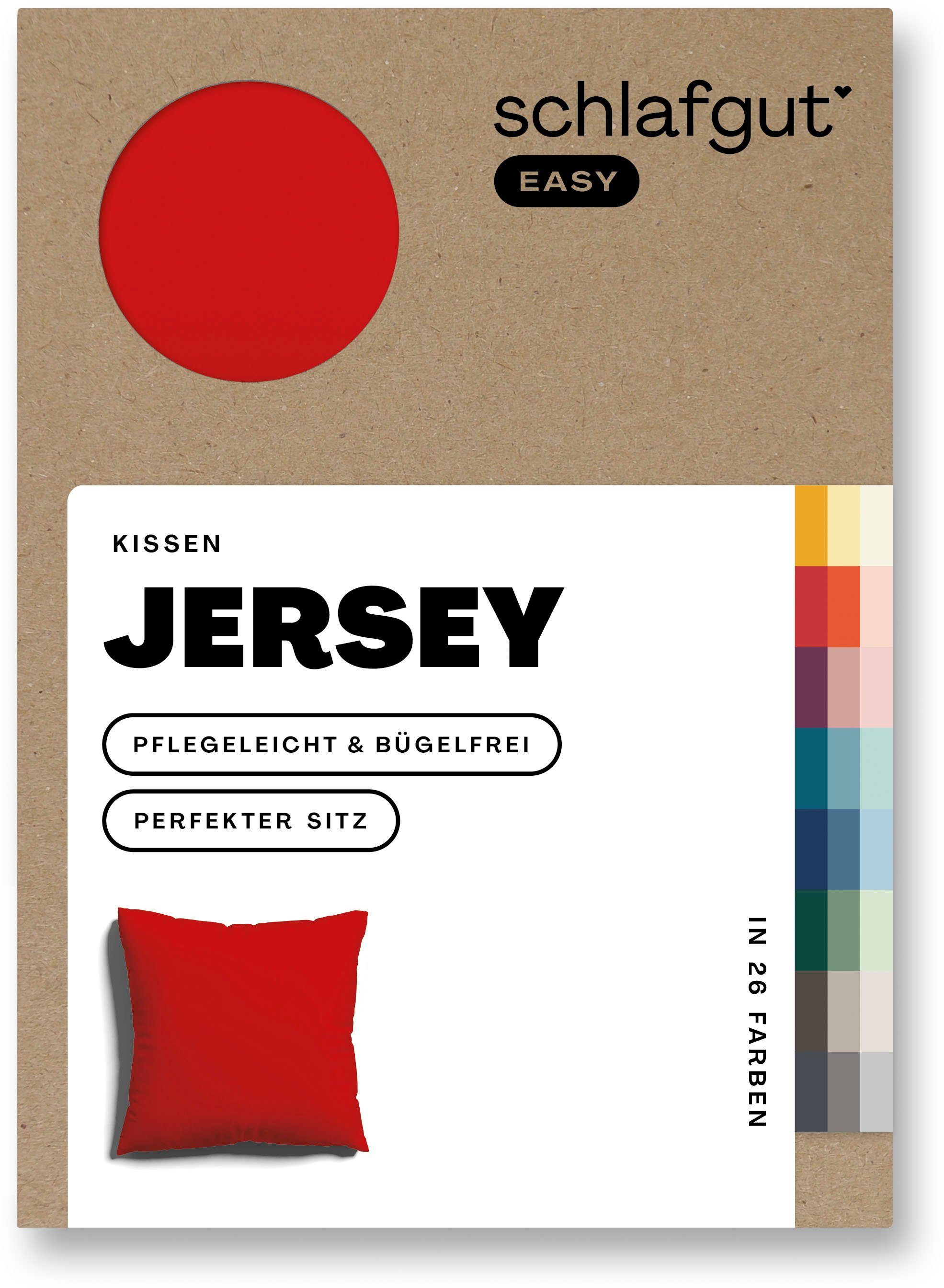 Schlafgut Kissenbezug EASY JERSEY Kissenhülle 100% Baumwolle, weicher Edel-Jersey, bügelfrei, (1 Stück), mit farblich angepasstem Reißverschluss, pflegeleicht, formstabil