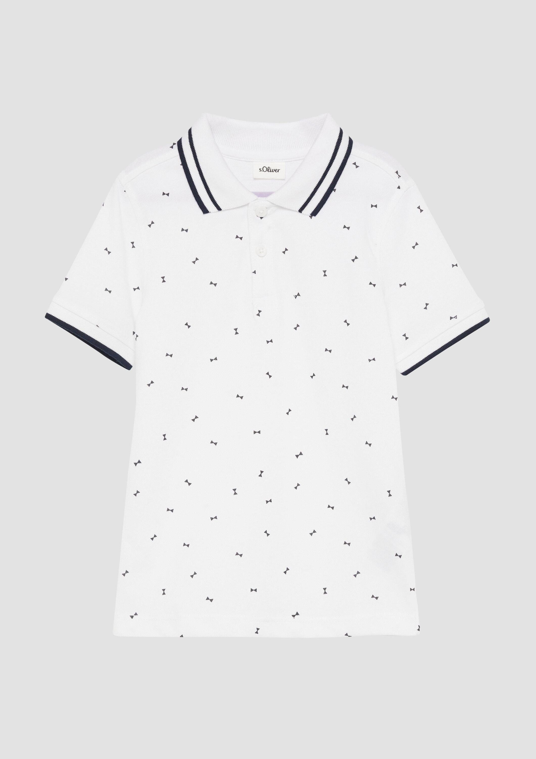 s.Oliver Kurzarmshirt Polo-Shirt Poloshirt mit Kontrast-Details und All-over-Print