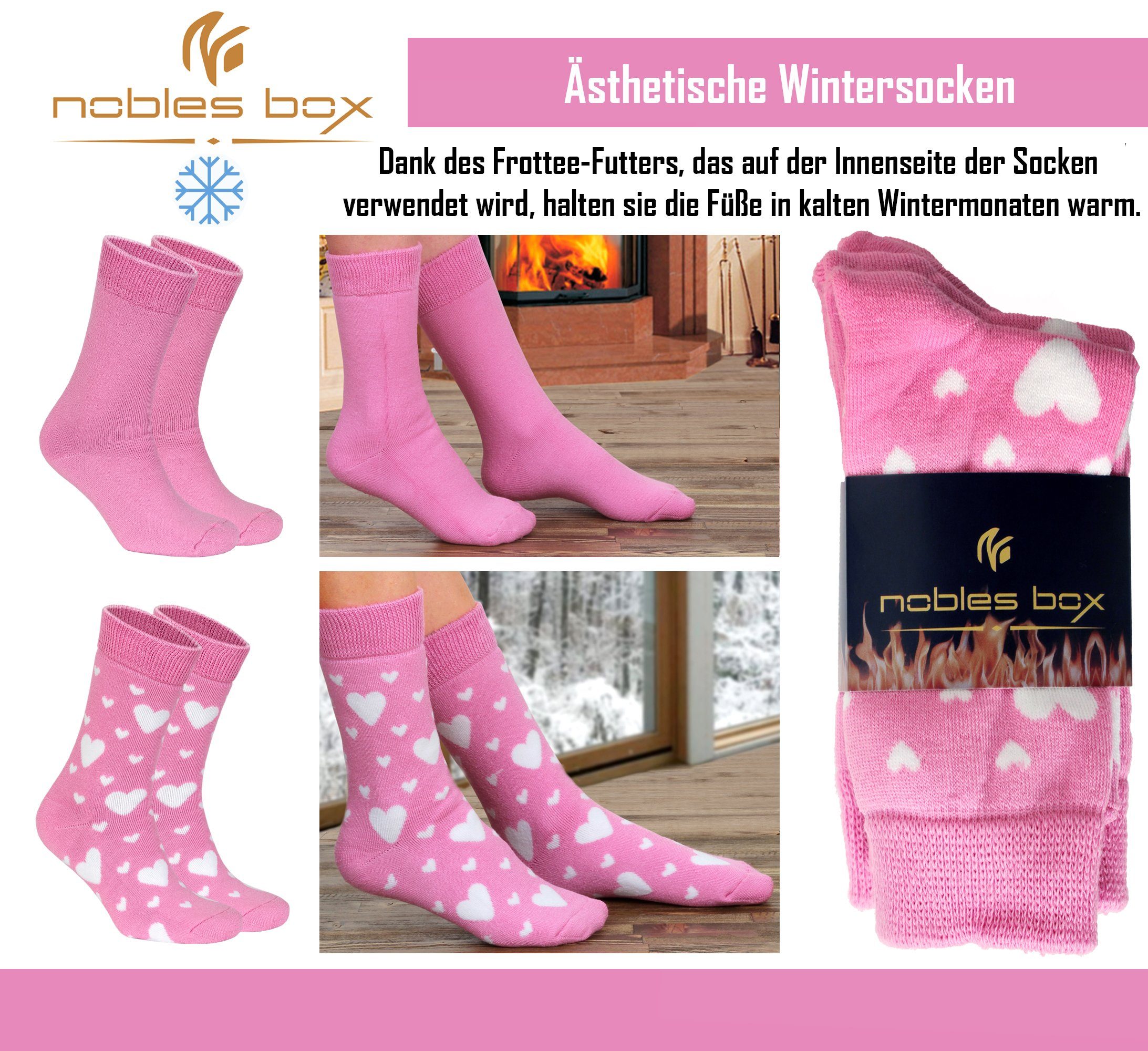 Damen Wintersocken Socken, Asorti-2 Größe) 37-40 Thermosocken Warme Damen Damen (Beutel, 2-Paar, NoblesBox Arbeitssocken EU