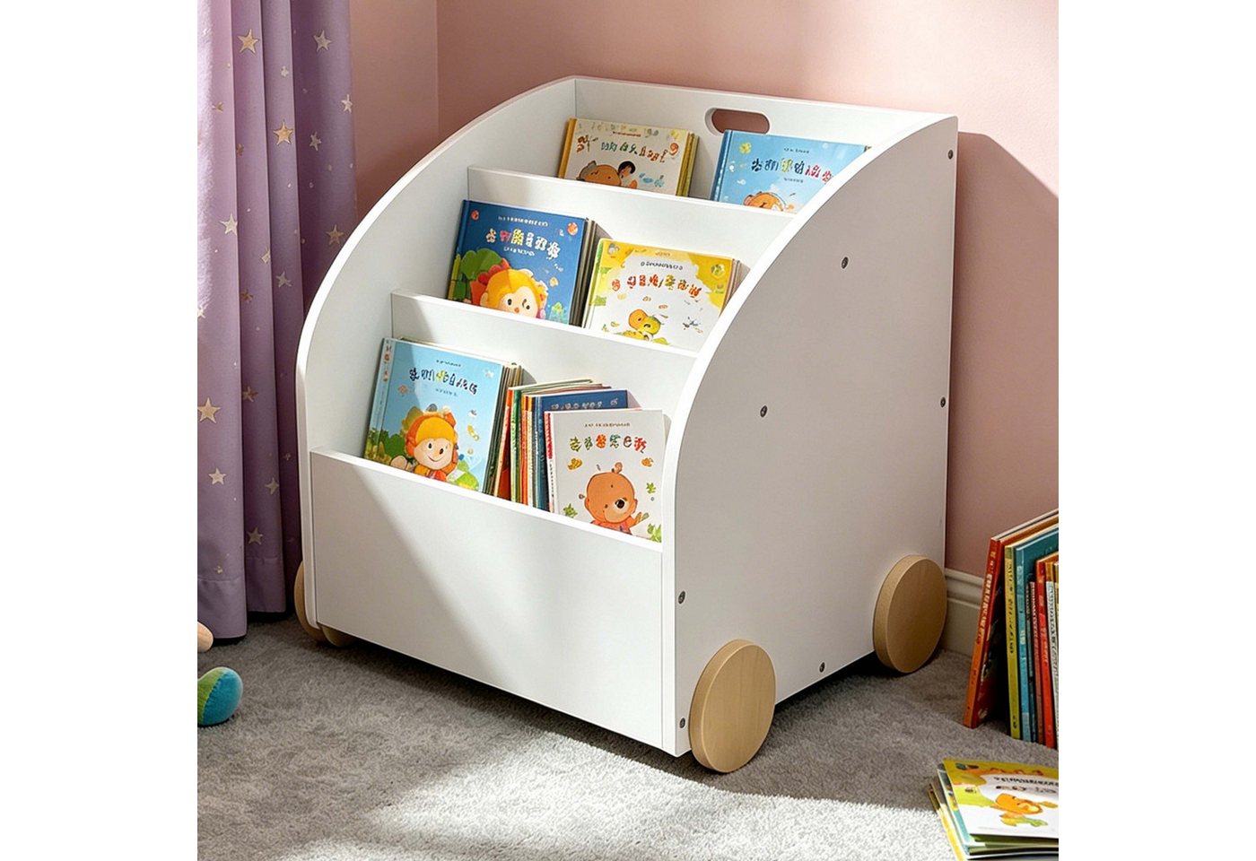 relaxdays Kinderregal Bücherregal Kinder 3 Fächer, 1-tlg.