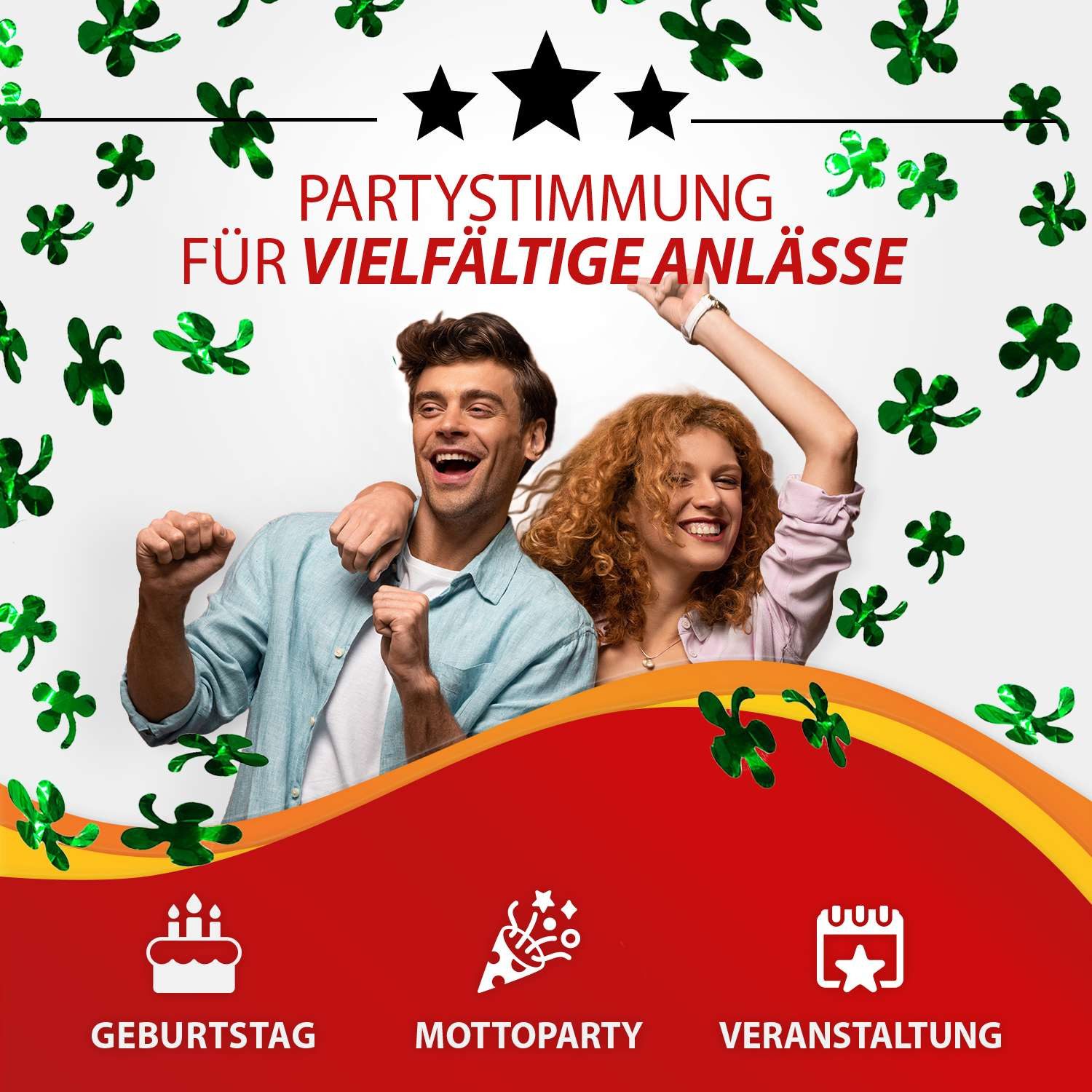 Party Factory Konfetti Party Popper 40cm Kleeblatt Konfetti 1er Set Silvester Party