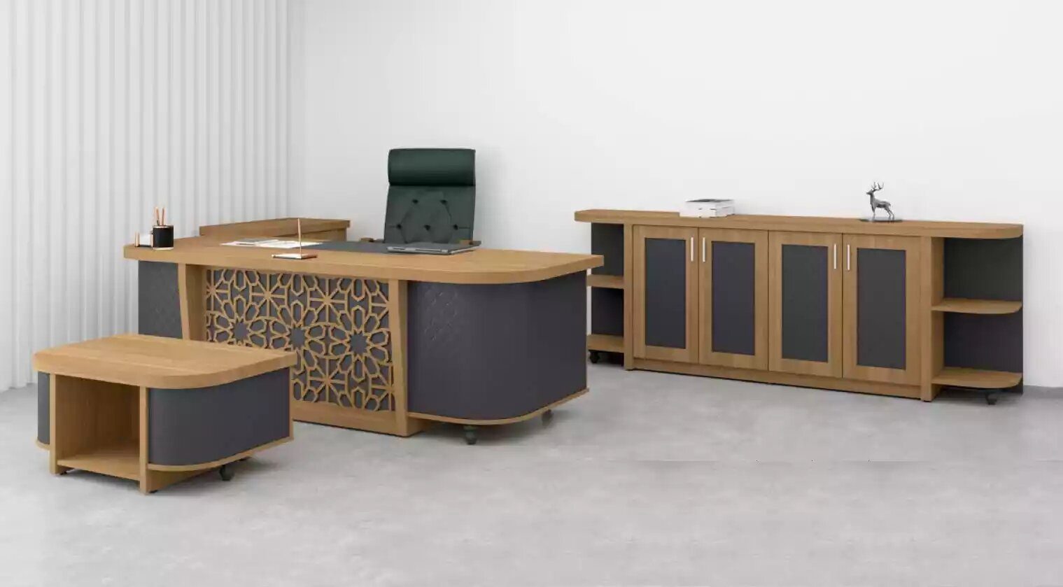 Schreibtisch, Schreibtisch JVmoebel (4-St., Komplette Designer Set Couchtisch, Schrank), Arbeitszimmer Büromöbel Europa Schreibtisch Möbel Made Beistelltisch, in