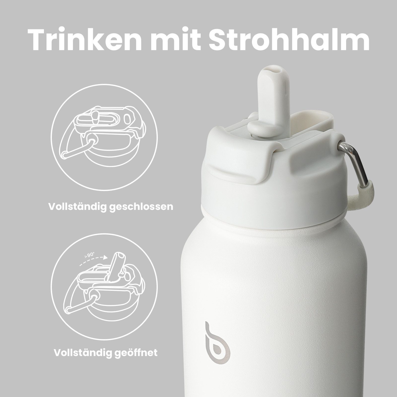 BOTTLE BOTTLE Trinkflasche Sport-Trinkflasche, Edelstahl, isoliert, mit Strohhalm und Pillenhalter, 1L