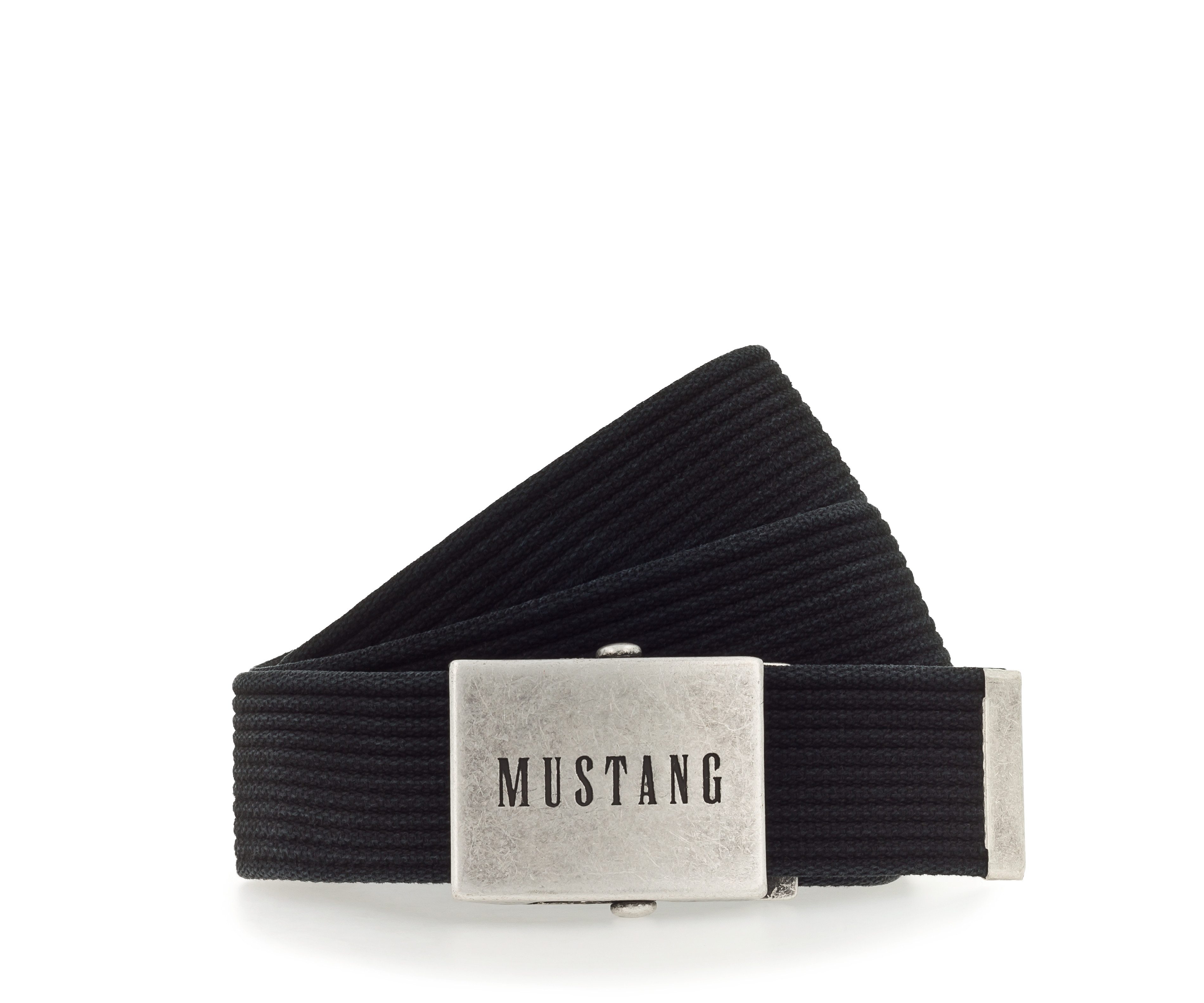 MUSTANG Stoffgürtel "Tucker" mit gewaschenem Rillenband, 4 cm breit, aus Baumwolle, kürzbar