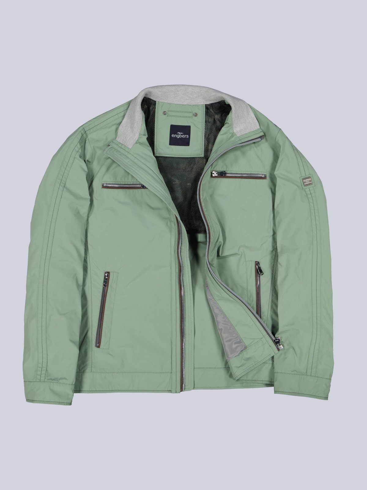 Kurzjacke Herren Blouson-Jacke mit Kontrastdetails, Hellgruen