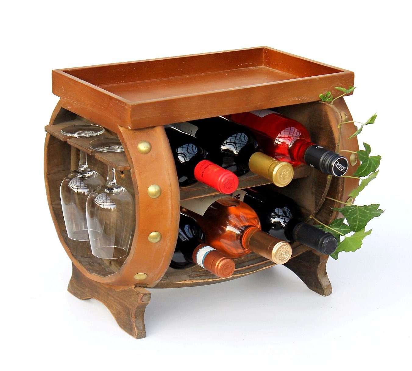 Weinregal Holz Weinfass Braun 33 cm 9064 Bar Flaschenregal Flaschenständer Klein