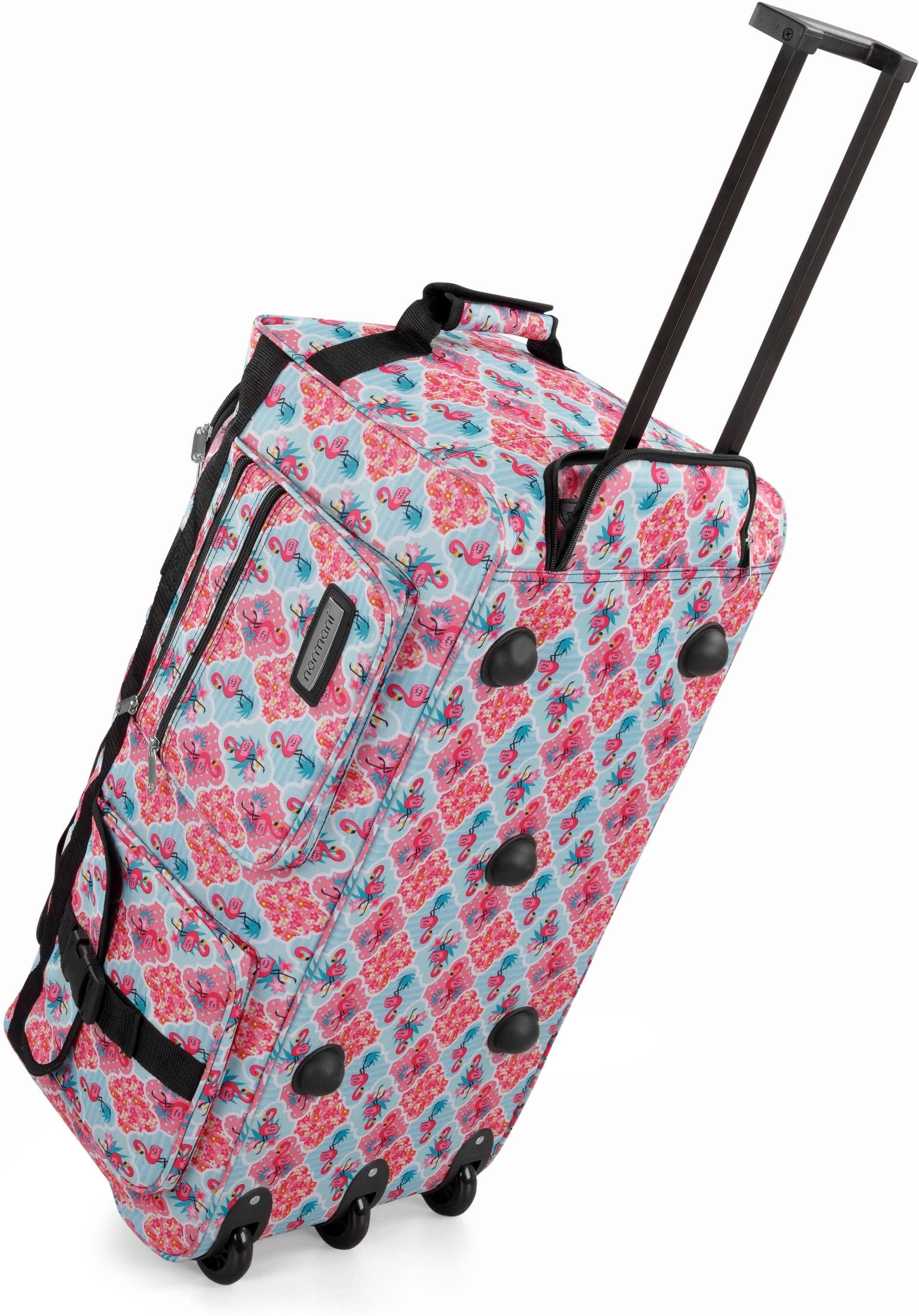 3 Rollen normani Flamingo Rollen Reisetasche Trolley Reisetasche leichtläufigen mit 80 mit Liter,