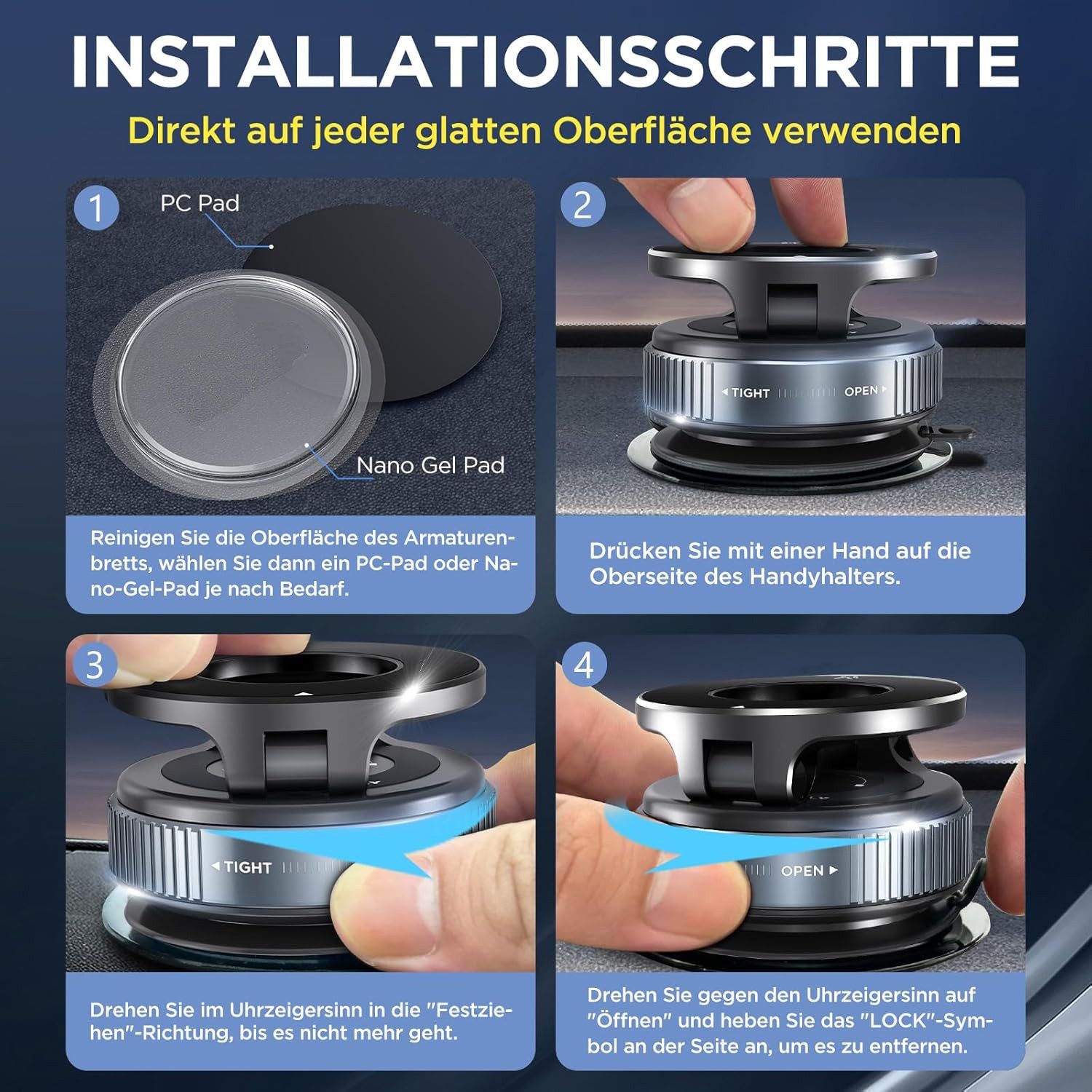 TUWENA Handy-Halterung Vakuum Magnetischer Handyhalterung Auto für Magsafe Autohalterung, (Auto Magnet für Alle Handys, 360° Drehbar) – Bild 3 von 5