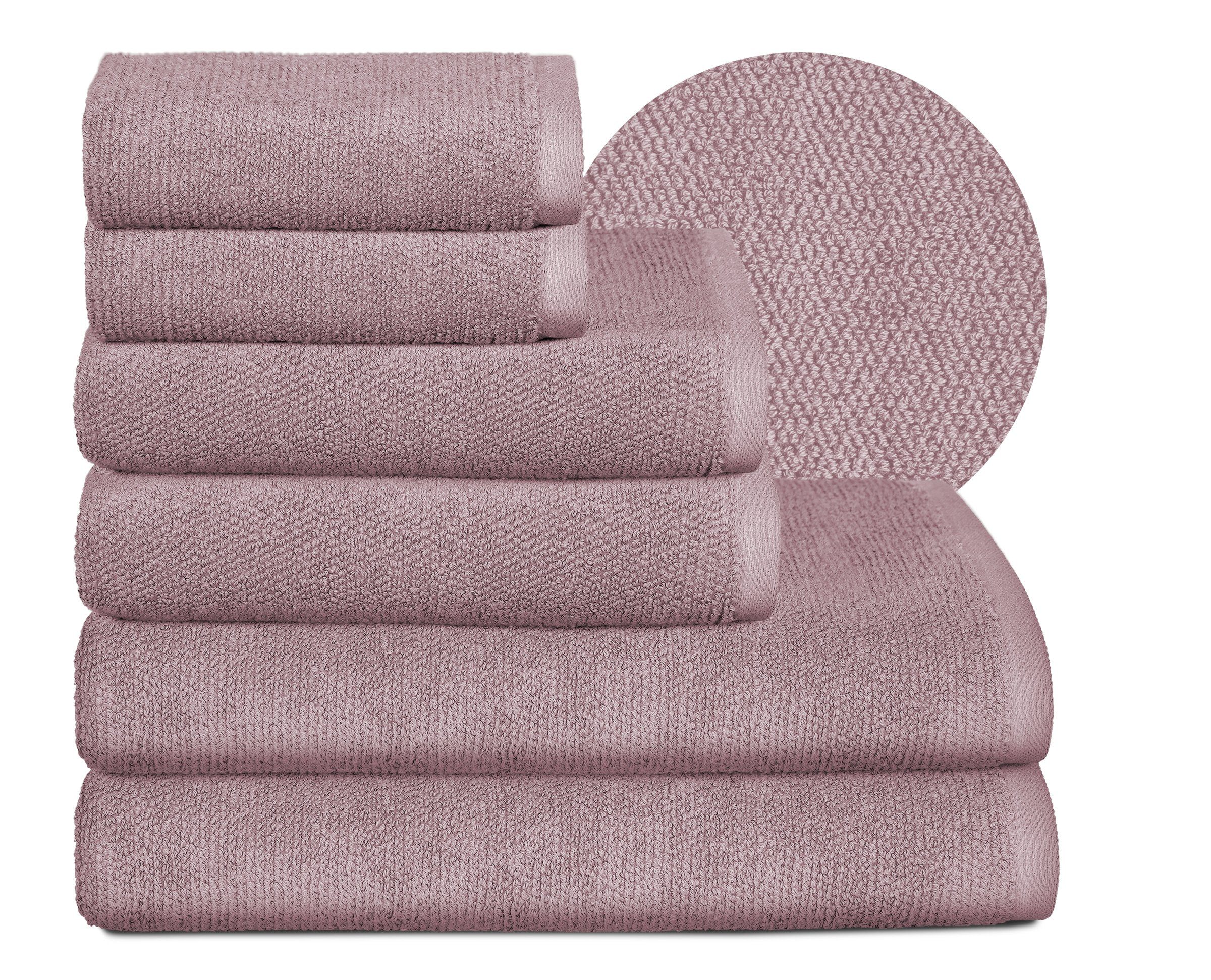 Beautex Handtuch Set Handtuch Set, Made in Europe, Frottier (Multischlaufen-Optik, Frottier Premium Set aus 100% Baumwolle 550g/m)