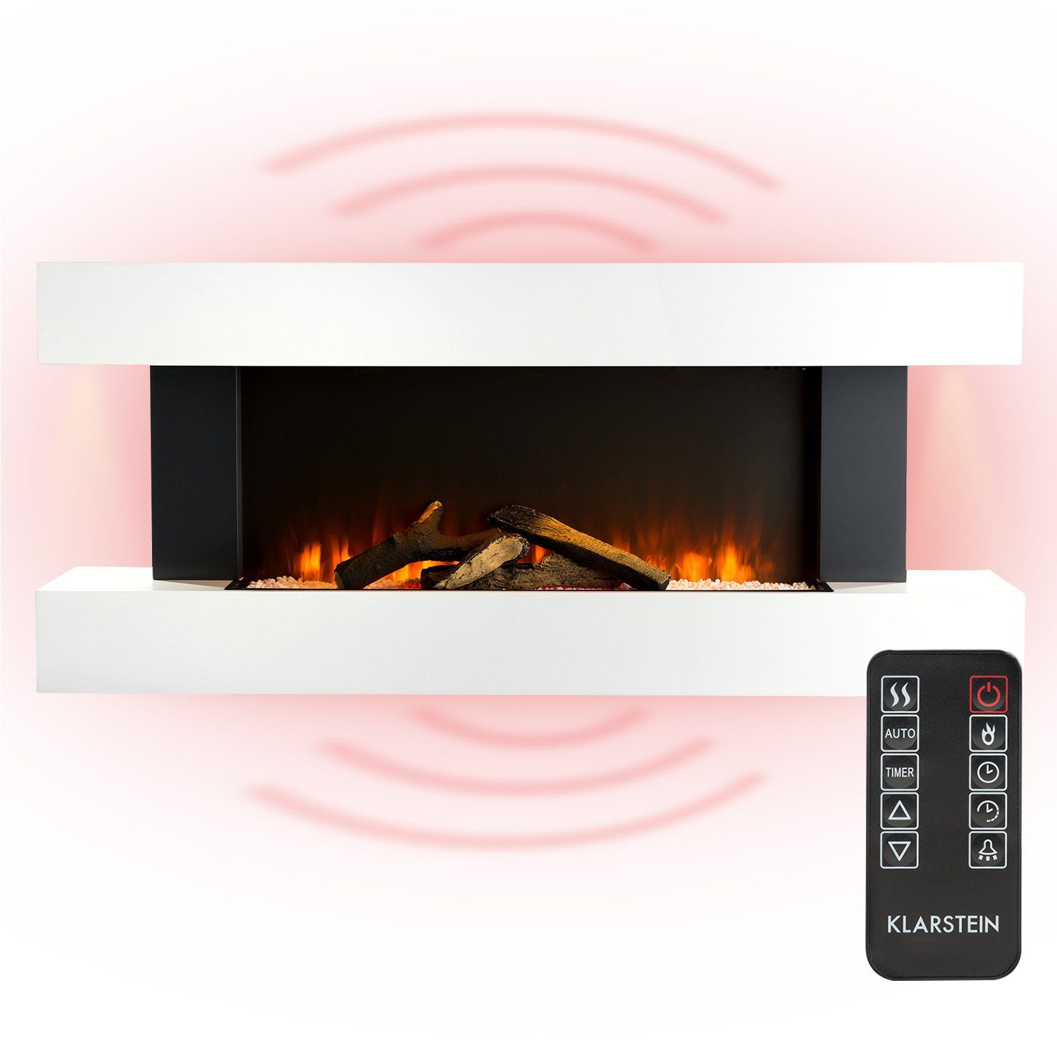 Klarstein Elektrokamin Studio Light & Fire 1, elektrischer Kamin mit Heizfunktion Heizlüfter elektrischer Kaminofen