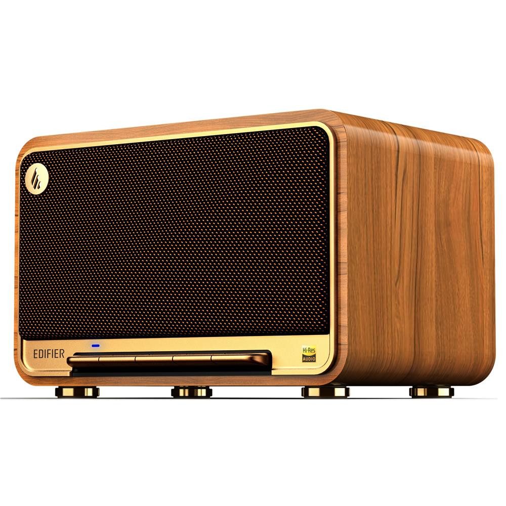 Edifier® D32 wood, WiFi & Bluetooth speaker system Bluetooth-Lautsprecher (WiFi Musikbox, Multiroom Audio, AirPlay, LDAC, Akku Soundbox)