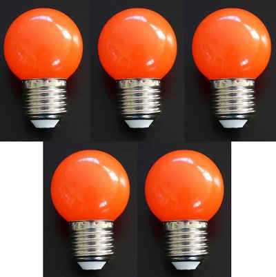 Lichtideen LED-Leuchtmittel 7361 LED Tropfen Lampe 1 Watt rot Sockel E-27 5-er SET, E27, rot