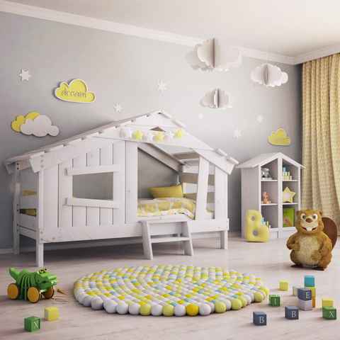 bibex Kinderbett APART CHALET Kinderbett, Jugendbett, Spielbett, creme-beige