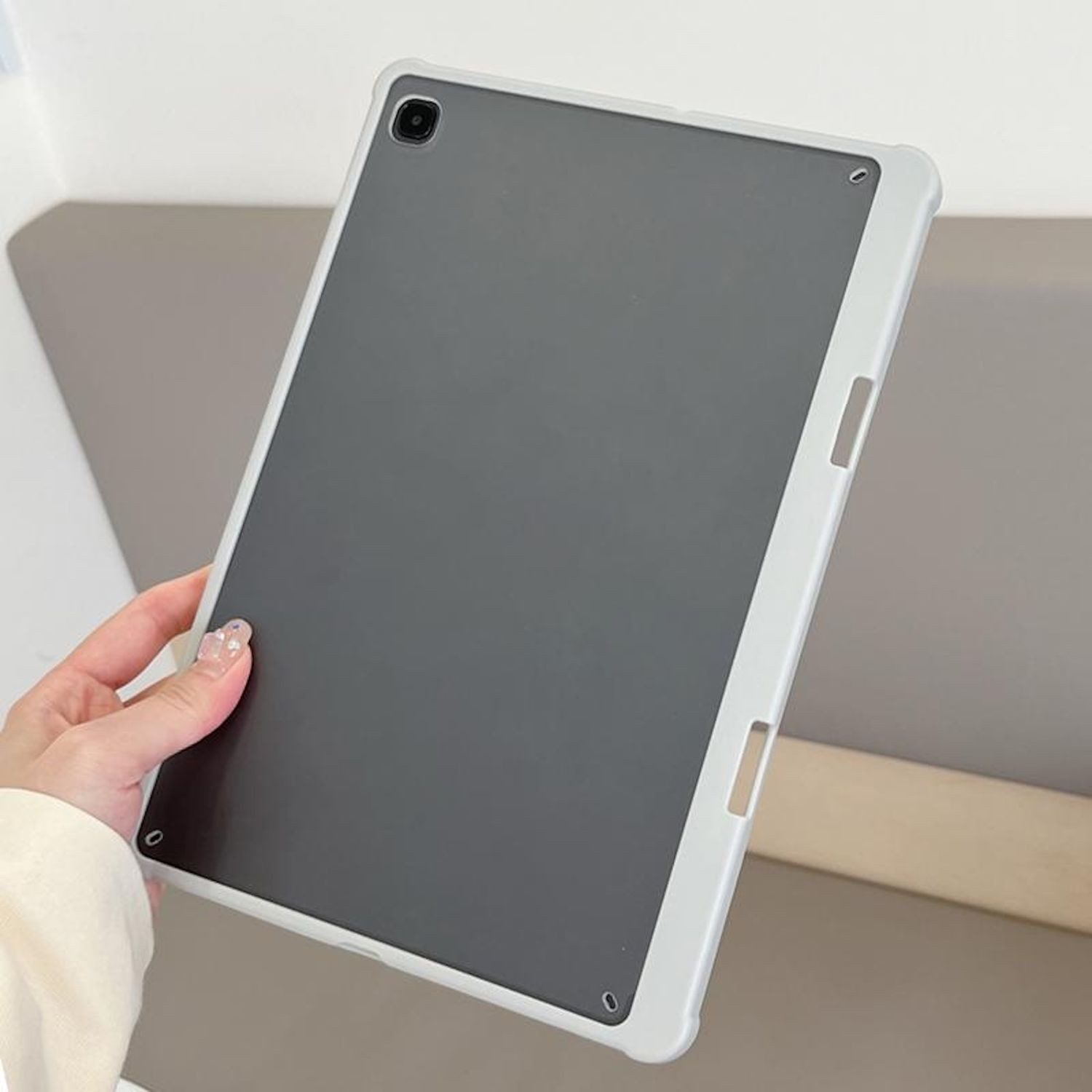 Wigento Tablet-Hülle Für Samsung Galaxy Tab S10 Plus Frosted Hybrid Hülle Weiß, Mattierte Tablet Hülle mit integriertem Stifthalter