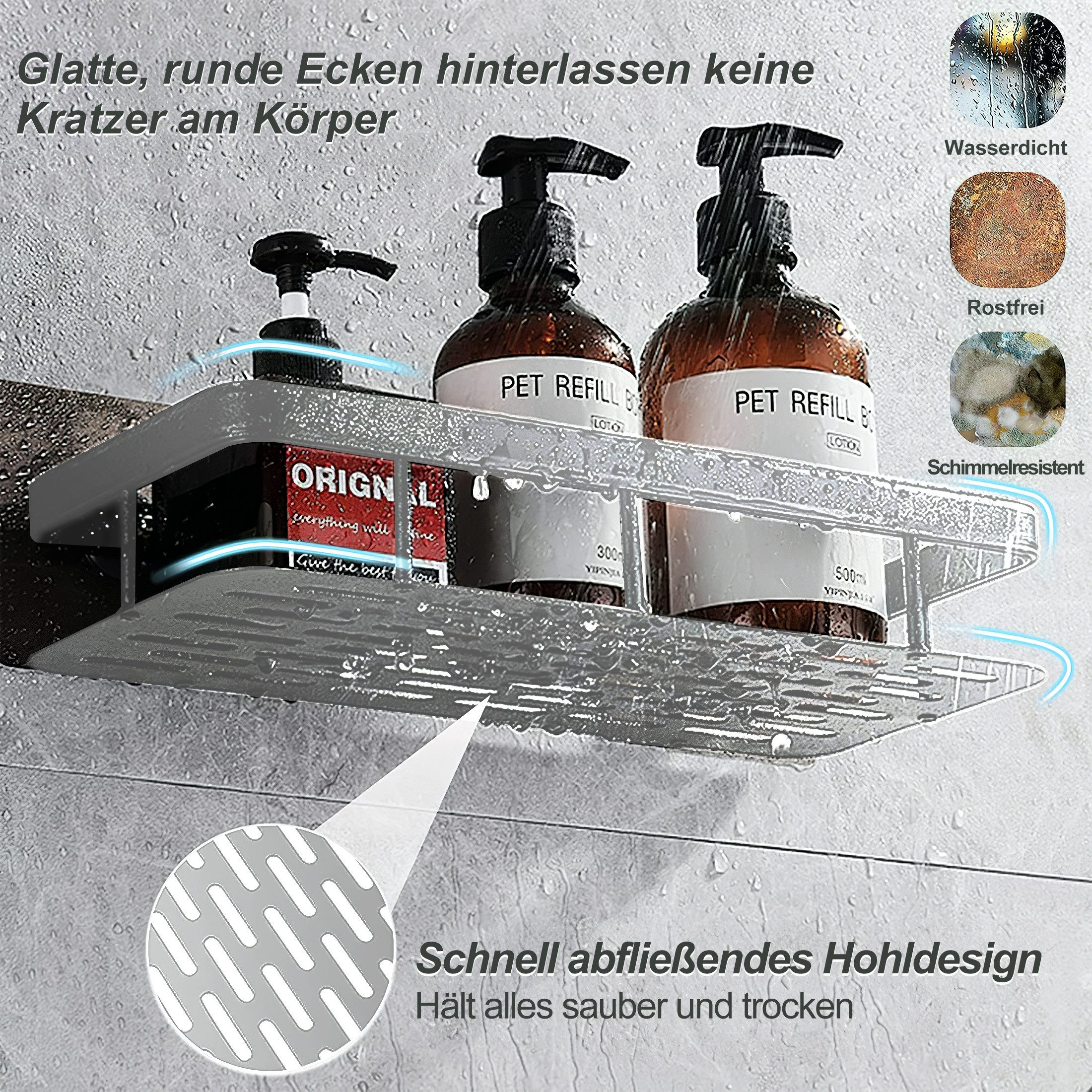 Fanttik Duschablage Duschregal ohne Bohren 2 Stück Shampoo Halterung, 2-tlg günstig online kaufen