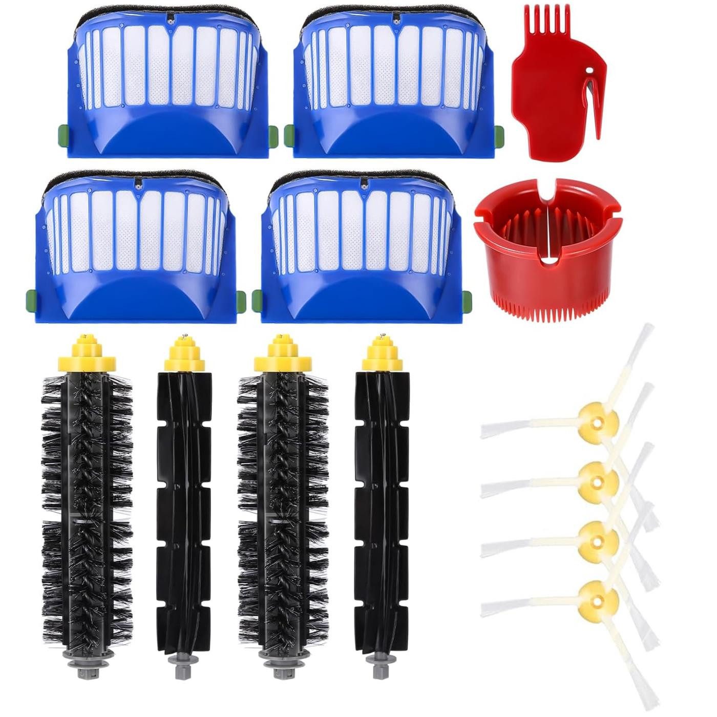 VERCO Reinigungsbürsten-Set Reinigungskit für iRobot, Roomba, 605, 606, 610, 614, 615, 616, 620, 621, 625, 630, 631, 632, 635, 639, 640, 650, 651, 660, 665, 670, 671, 675, 676, 680, 681, 690, 691, 695, 696, 697, (14-tlg), Ersatz Teile Set Wartungskit Filt