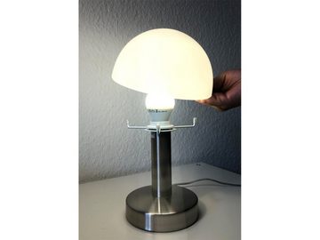 meineWunschleuchte Nachttischlampe, Dimmfunktion, ohne Leuchtmittel, kleine Lese-Lampe Bett mit Glas-Schirm & Metallfuss für Fensterbank