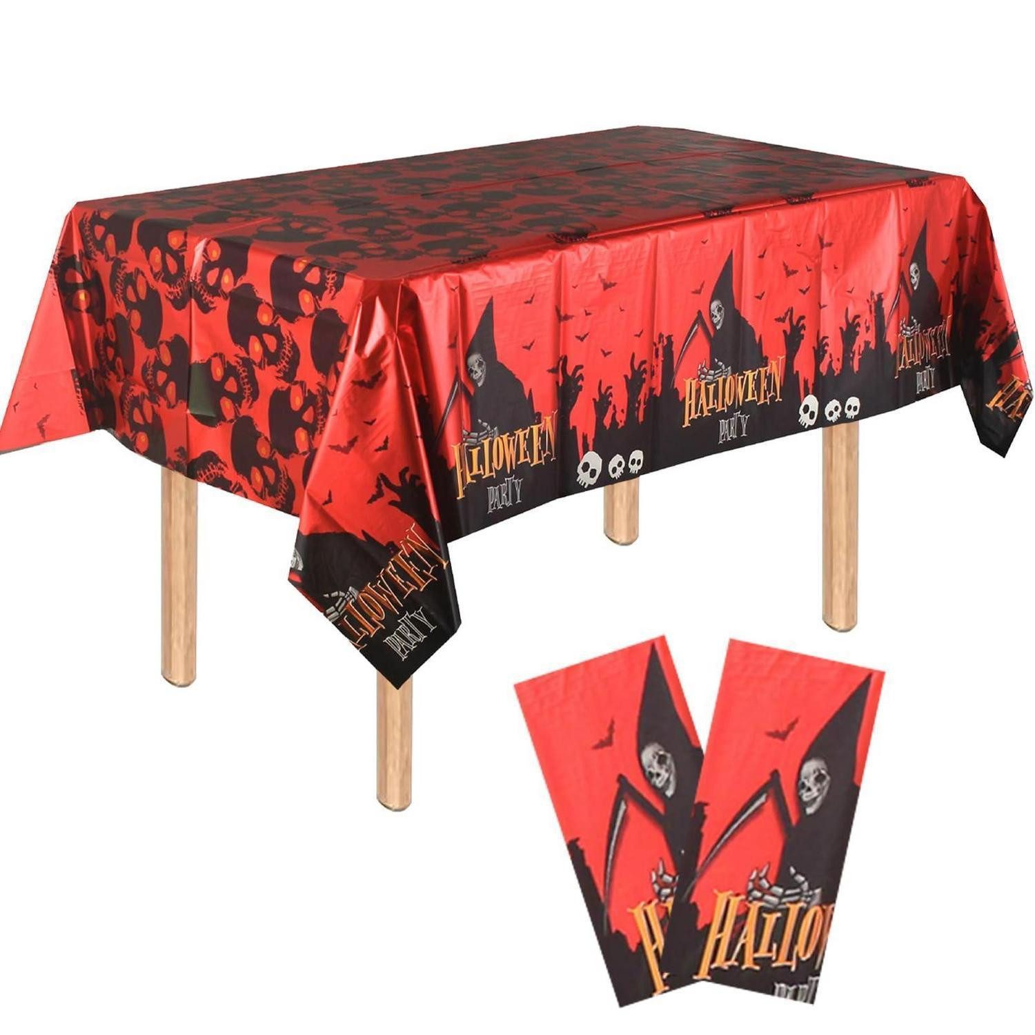 LuxusKollektion Tischdecke Tischdecke Halloween Sensenmann Rot Folie 2Stk (2-tlg)