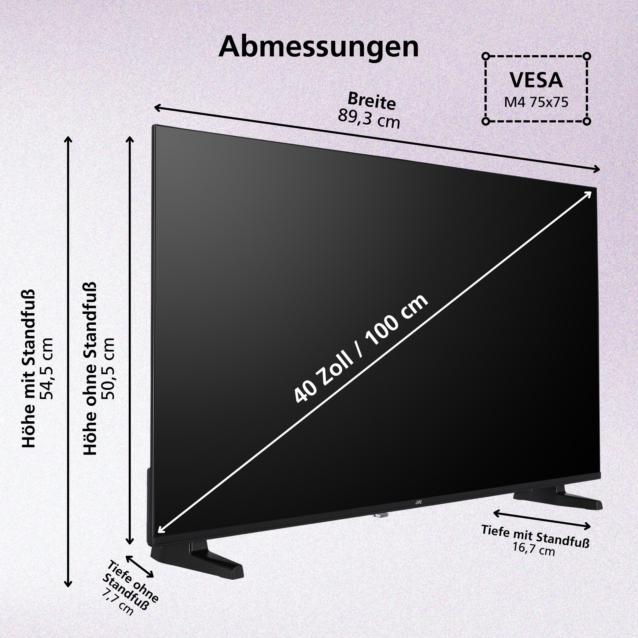 JVC LT-40VDF2555 LCD-LED Fernseher (100 cm/40 Zoll, Full HD, VIDAA Smart TV, VIDAA Smart TV, HDR, Triple-Tuner)