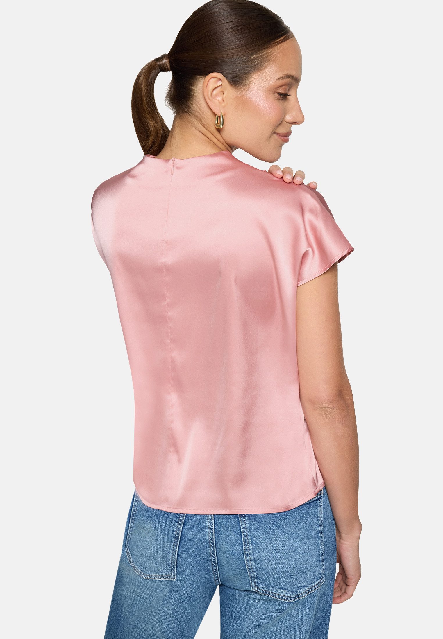 Zero Satinbluse Damen mit Kragen