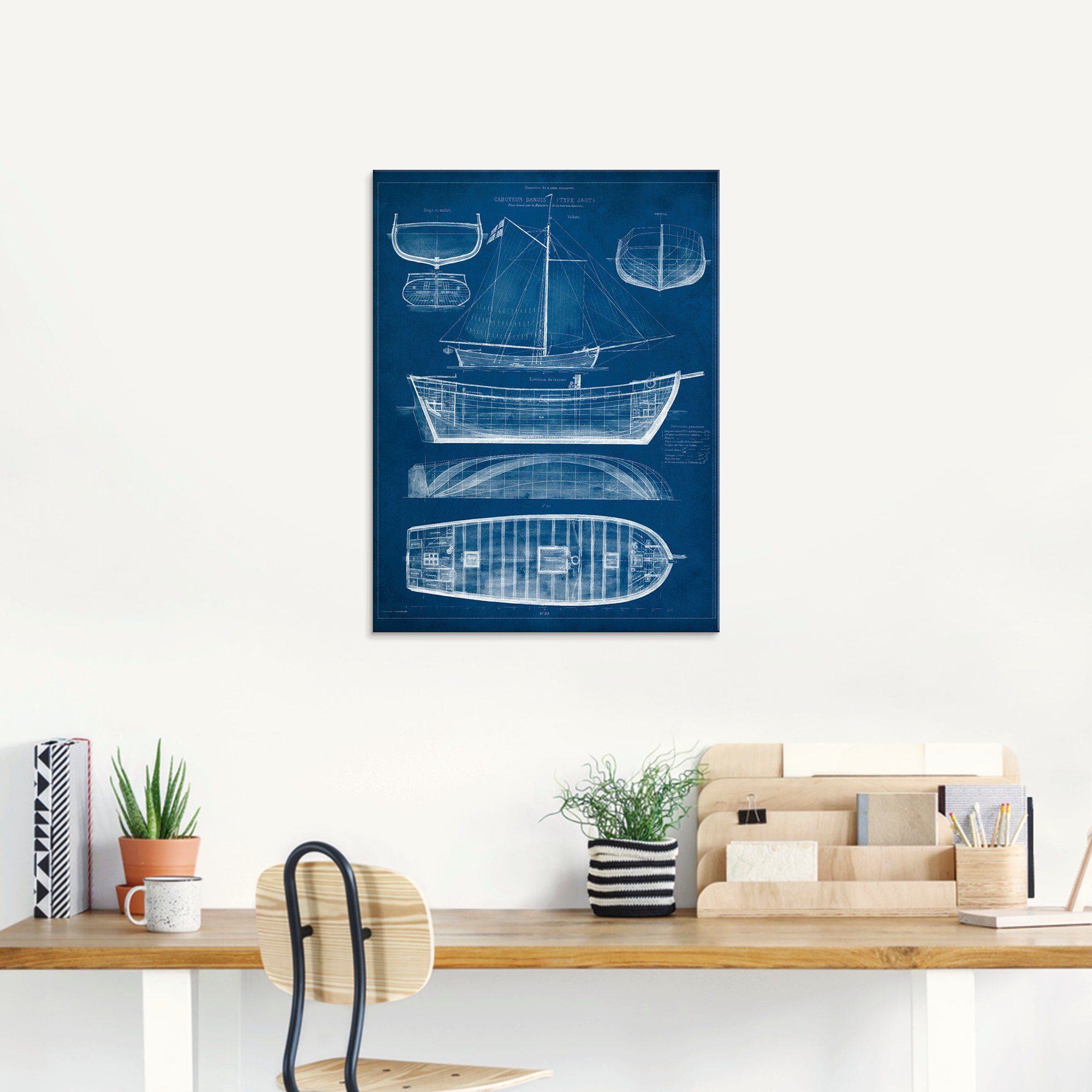 Artland Glasbild »Entwurf für ein Antikes Schiff II«, Boote & Schiffe (1 Stück)-HomeTrends
