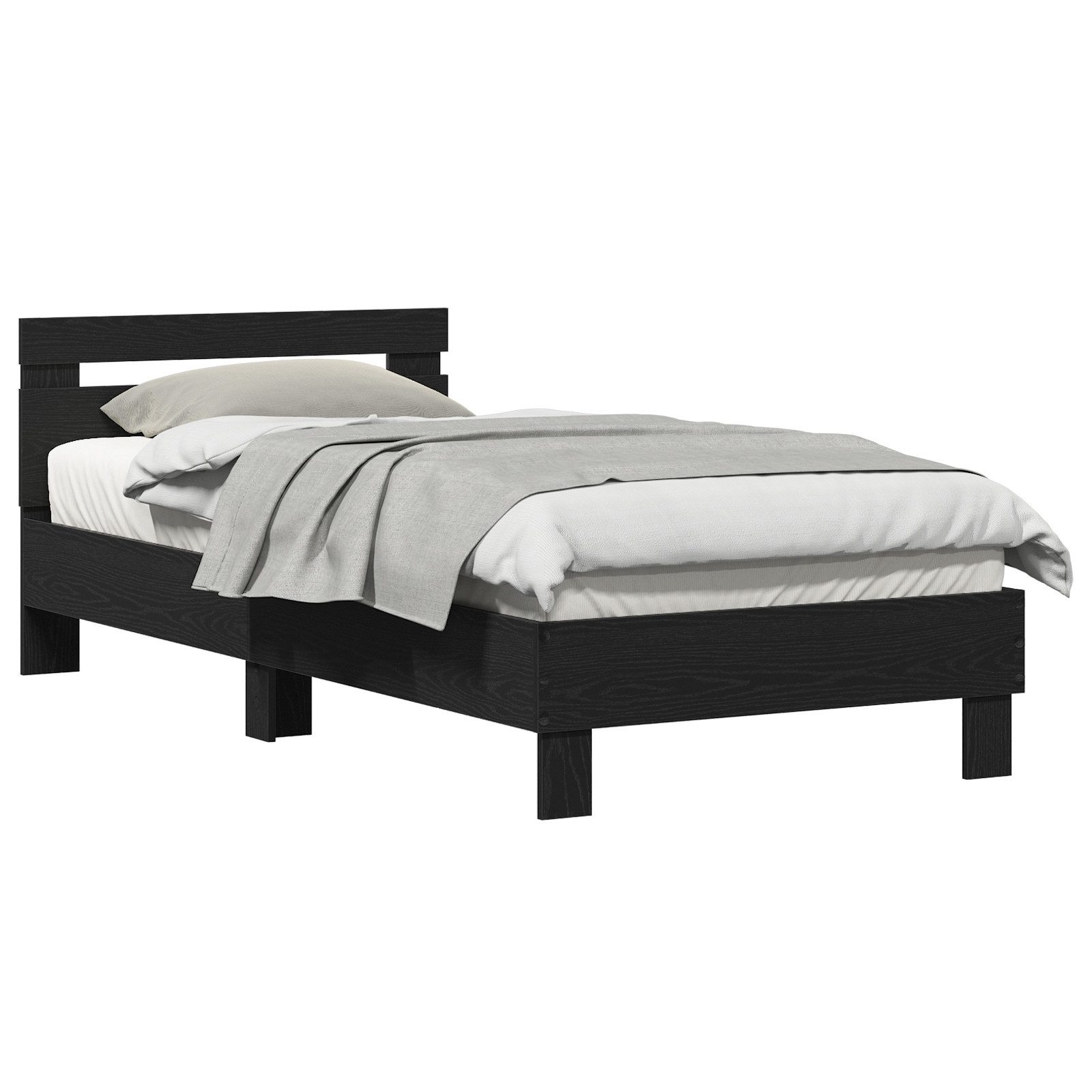 vidaXL Bett Schwarzes Eichenbettgestell – 90 günstig online kaufen