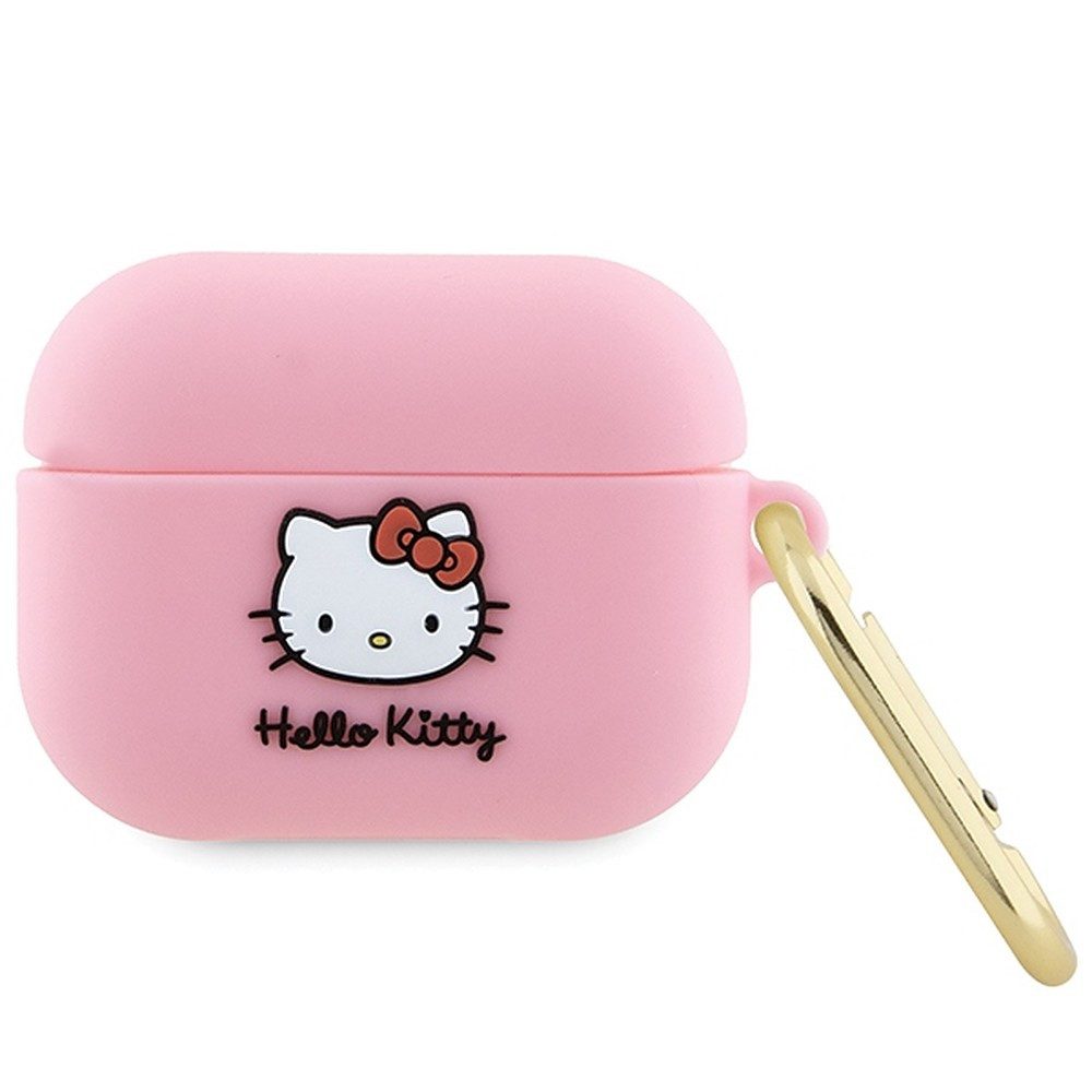 Hello Kitty Kopfhörer-Schutzhülle Kopfhörerhülle Ladeetui Schutztasche, 3D-Kitty-Motiv, Karabinerring, stoßfest
