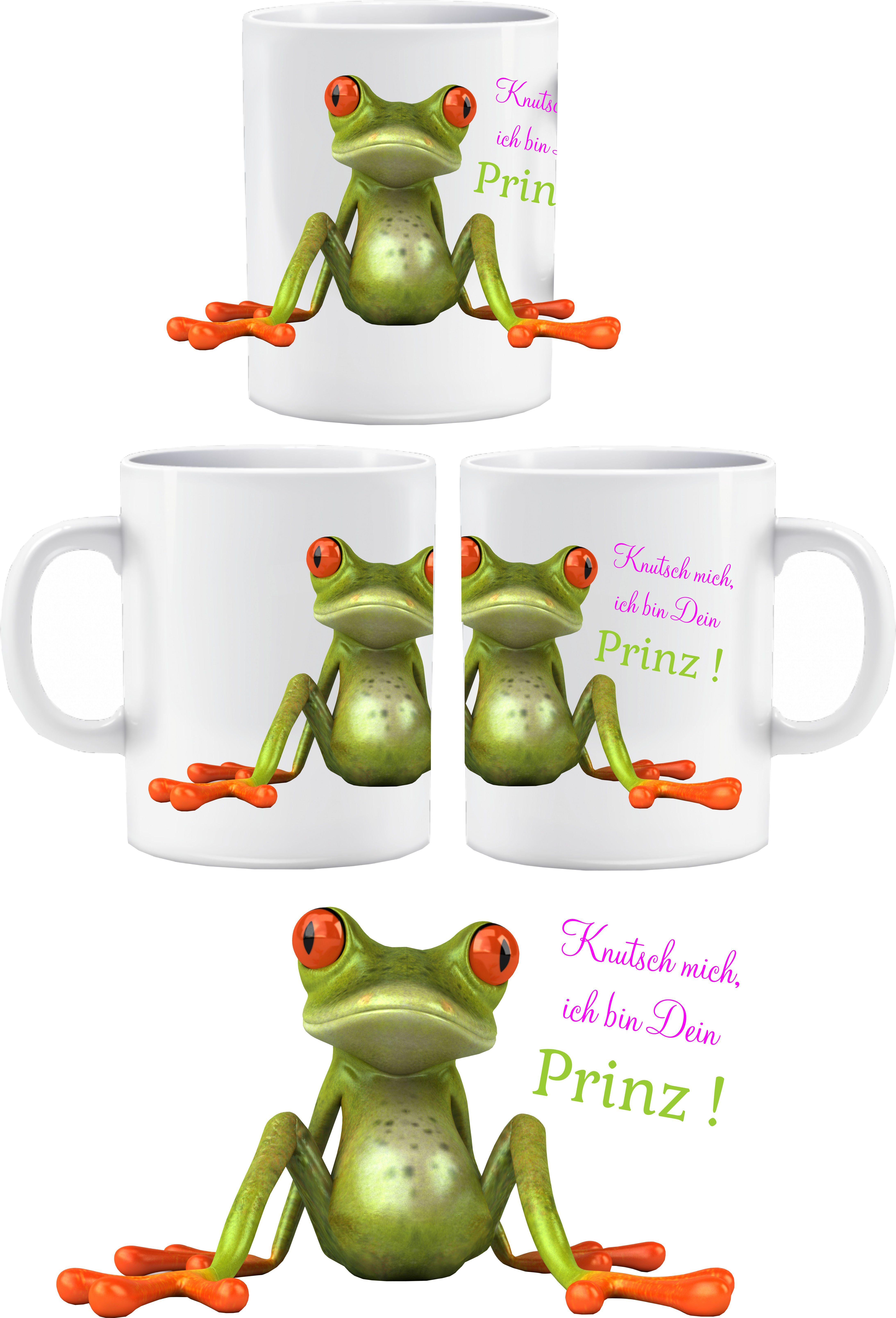 Wandtattoodesign Tasse Tasse mit Druck Frosch mit Spruch Prinz Sublimation, mit Frosch Motiv