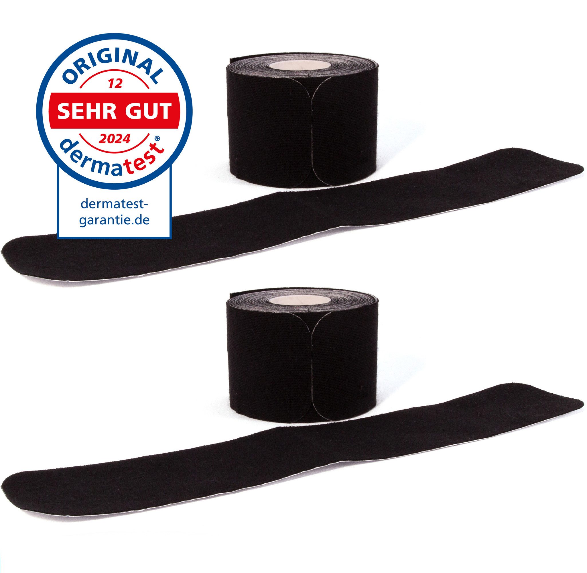 Kinesiologie-Tape PRECUT, 20 vorgeschnittene Sport Tapes 25 x 5 cm - in schwarz