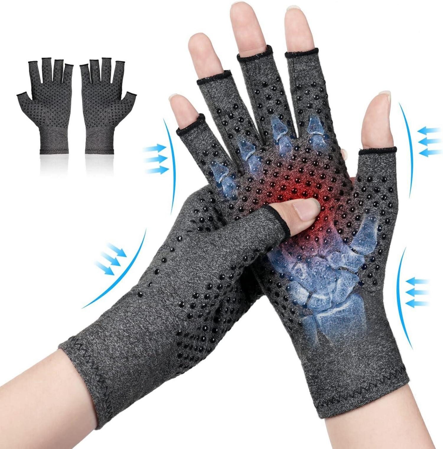 LuxusKollektion Handbandage Arthritis Kompressionshandschuhe Fingerlose für Schmerzlinderung
