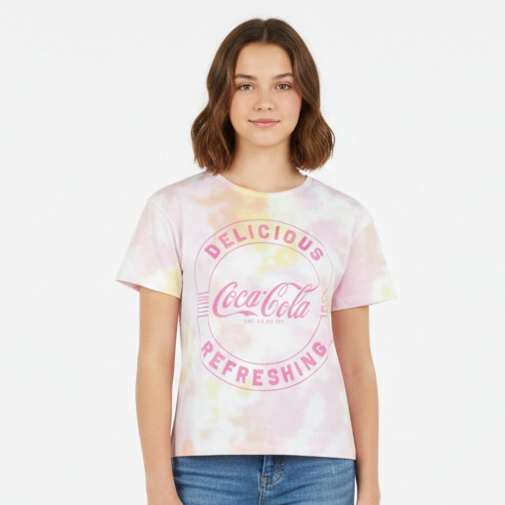 COCA COLA Print-Shirt Coca Cola Vintage Bunt T-Shirt Kinder Jugend Mädchen kurzes Shirt Gr. 134 bis 164, 100% Baumwolle