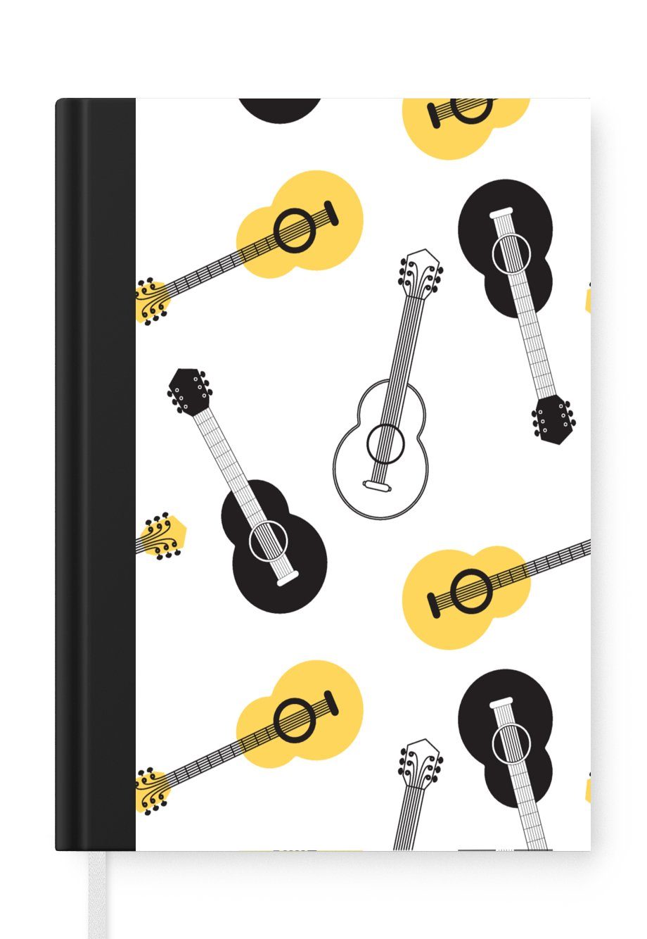 MuchoWow Notizbuch Gitarre - Patterns - Instrumente, Journal, Merkzettel, Tagebuch, Notizheft, A5, 98 Seiten, Haushaltsbuch