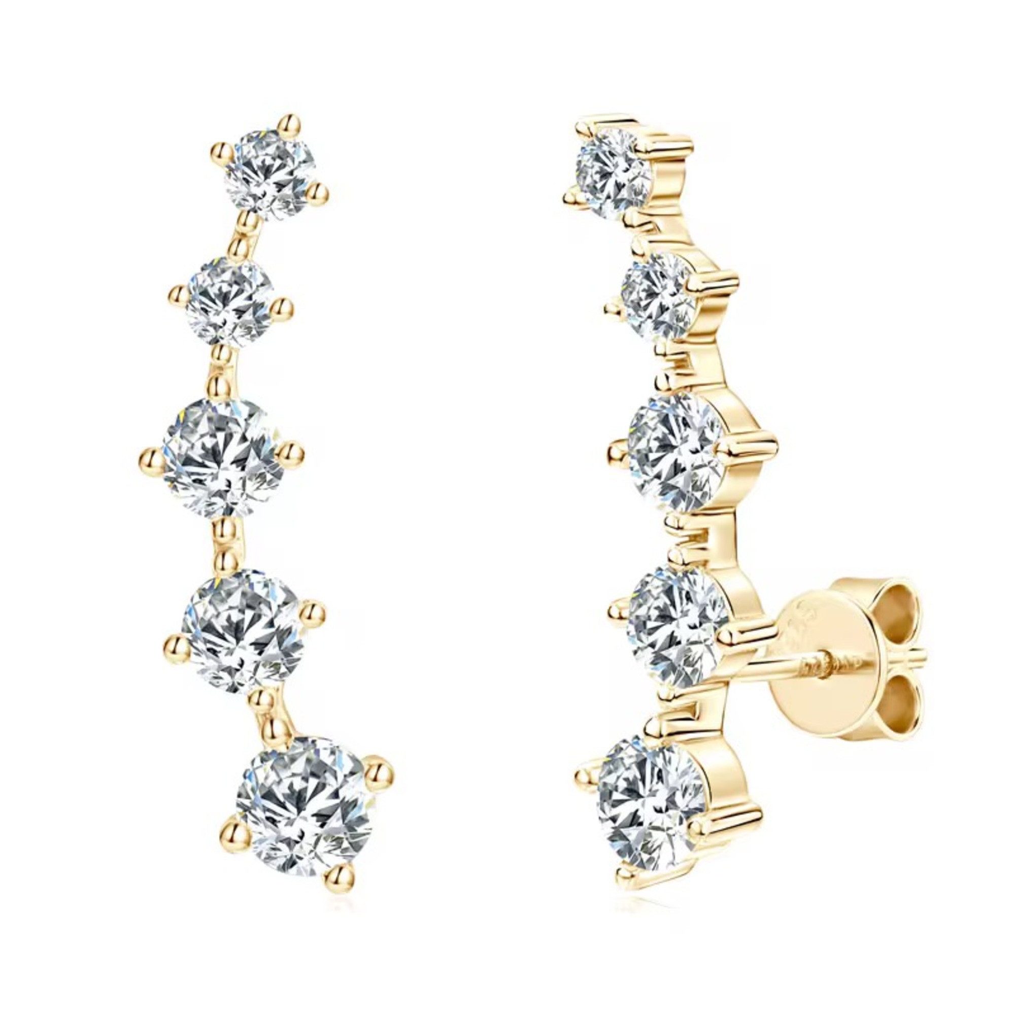 ROUGEMONT Paar Ohrstecker Extravagante Moissanit Ohrstecker Layering Style 925 sterling Silber, Echtschmuck mit Echtheitszertifikat