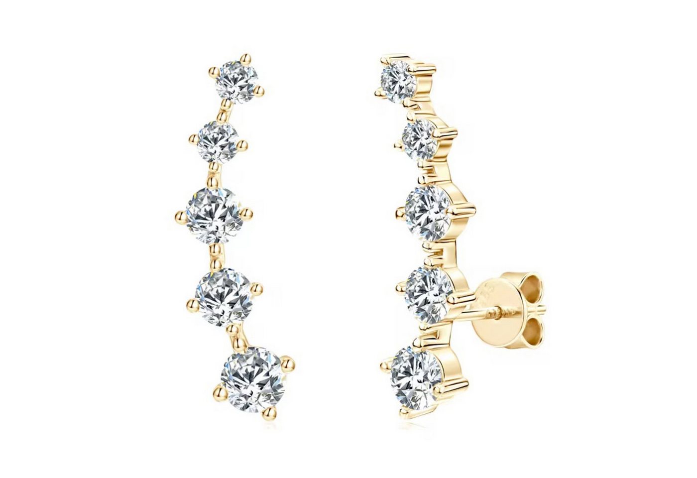 ROUGEMONT Paar Ohrstecker Extravagante Moissanit Ohrstecker Layering Style 925 sterling Silber, Echtschmuck mit Echtheitszertifikat