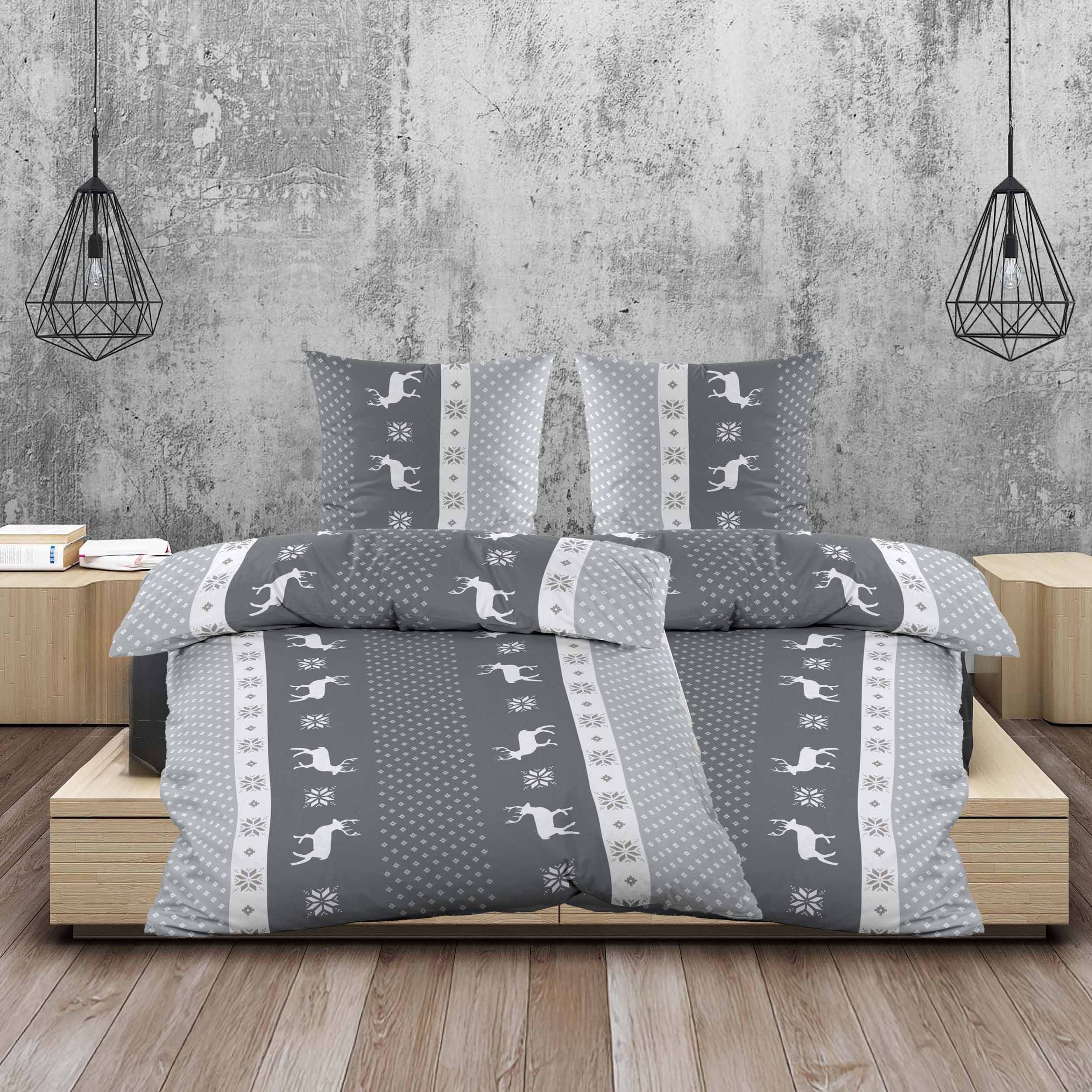 Casa Colori Bettwäsche 135x200 cm 100% Baumwolle mit Reißverschluss, Biber, günstig online kaufen